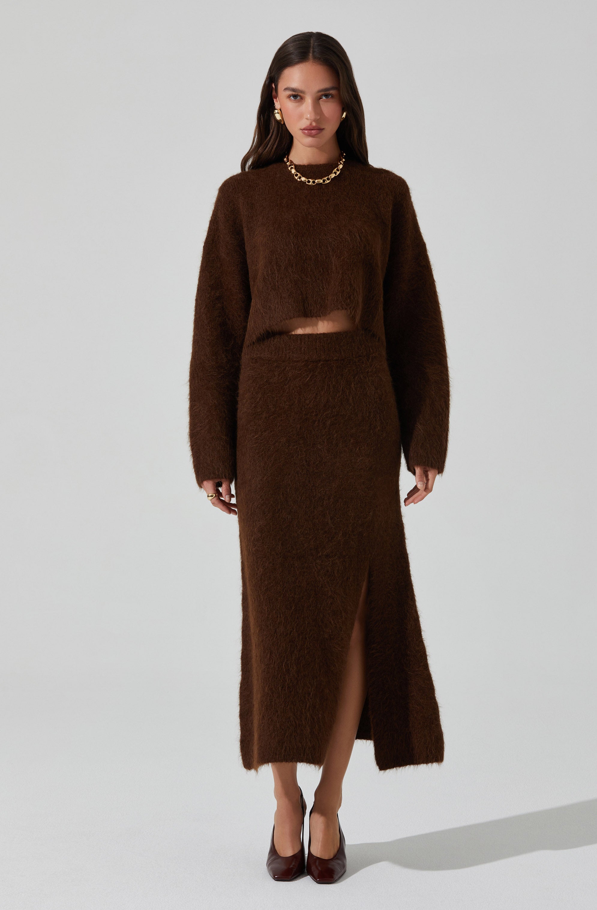 Sinisa Brushed Wool Midi Skirt - Women's Winter A-Line Knee-Length Skirt for Office & Casual Wear | Perfect for Work, Dates & Holiday Outfits