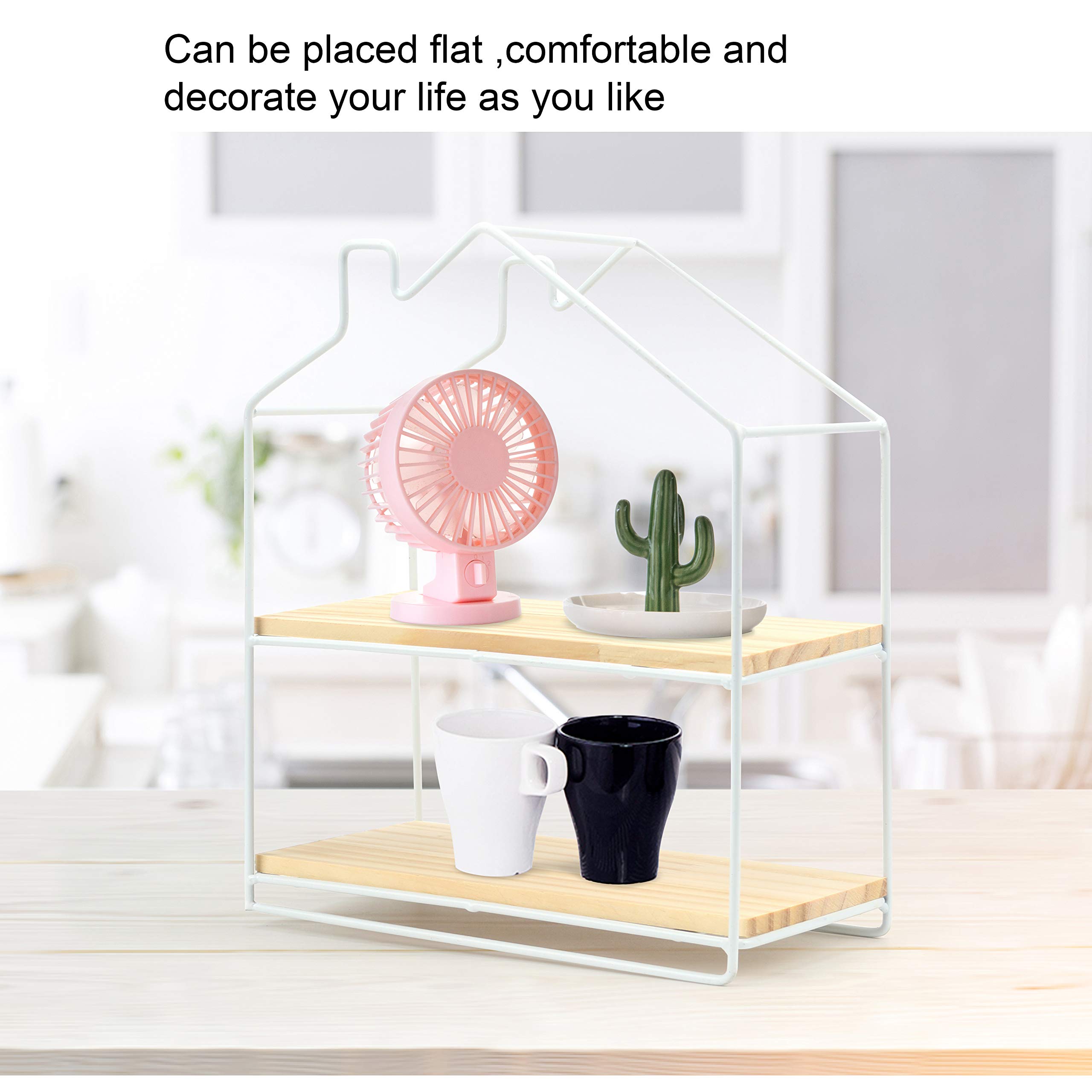 White Floating Wall Shelf - Decorative Iron Wooden Display Rack for Home, Office, Living Room, Bedroom & Kitchen | Space-Saving Storage Solution for Books, Plants & Decor