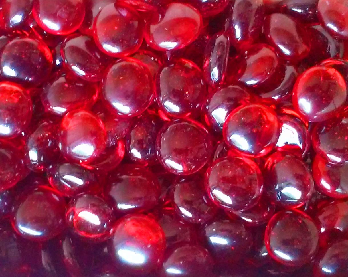 Creative Stuff Glass Gems - 1 LB Scarlet Red Medium Glass Beads for Vase Fillers, Home Decor, Wedding Centerpieces & DIY Craft Projects