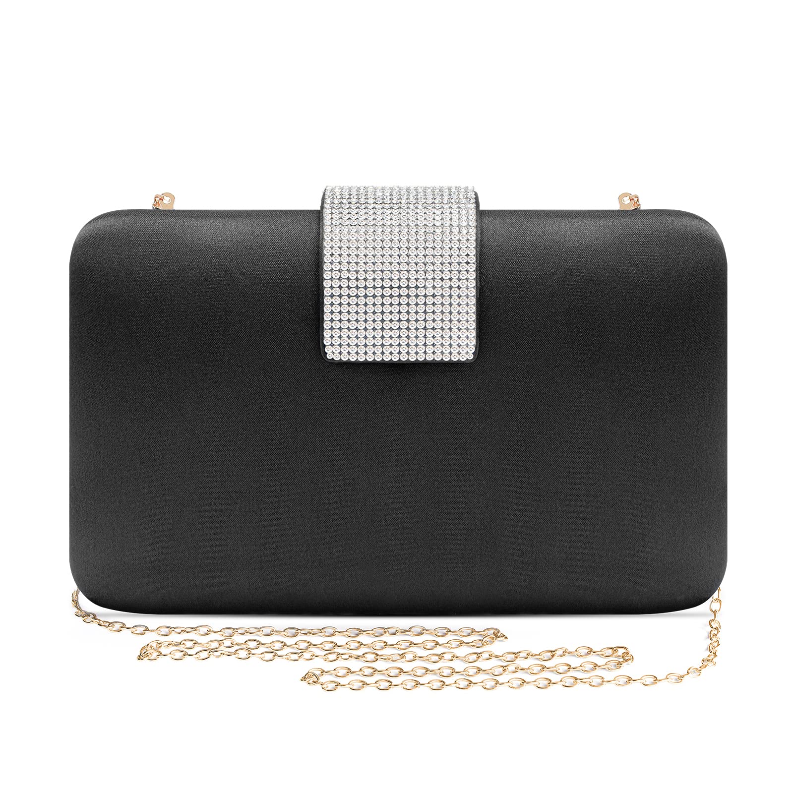 Elegant Satin Rhinestone Evening Clutch Purse for Women - Perfect for Prom, Bridal Party, Wedding & Formal Events