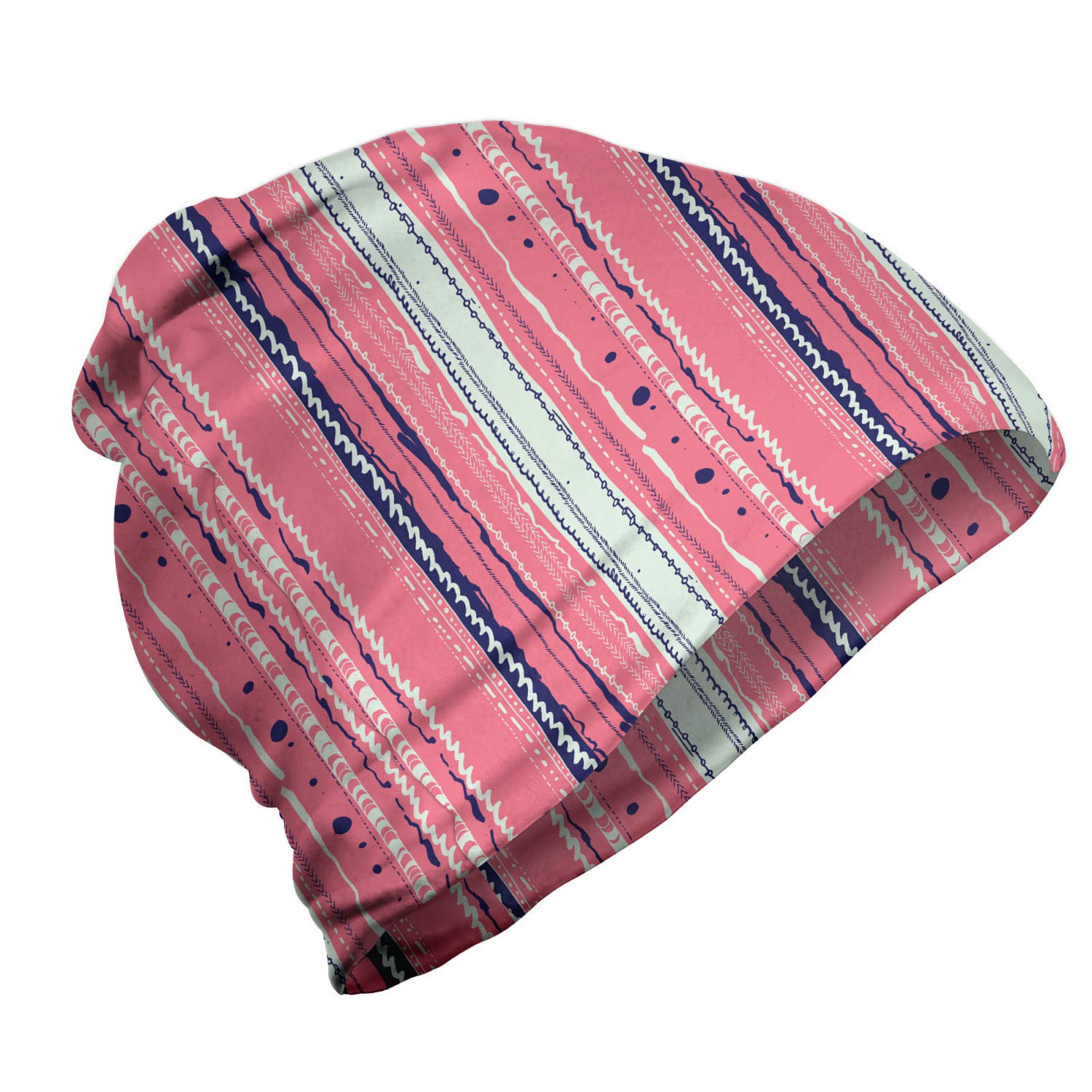 Ambesonne Unisex Beanie - Stylish Doodle Lines Design for Men & Women | Perfect for Hiking, Outdoor Activities & Winter Fashion