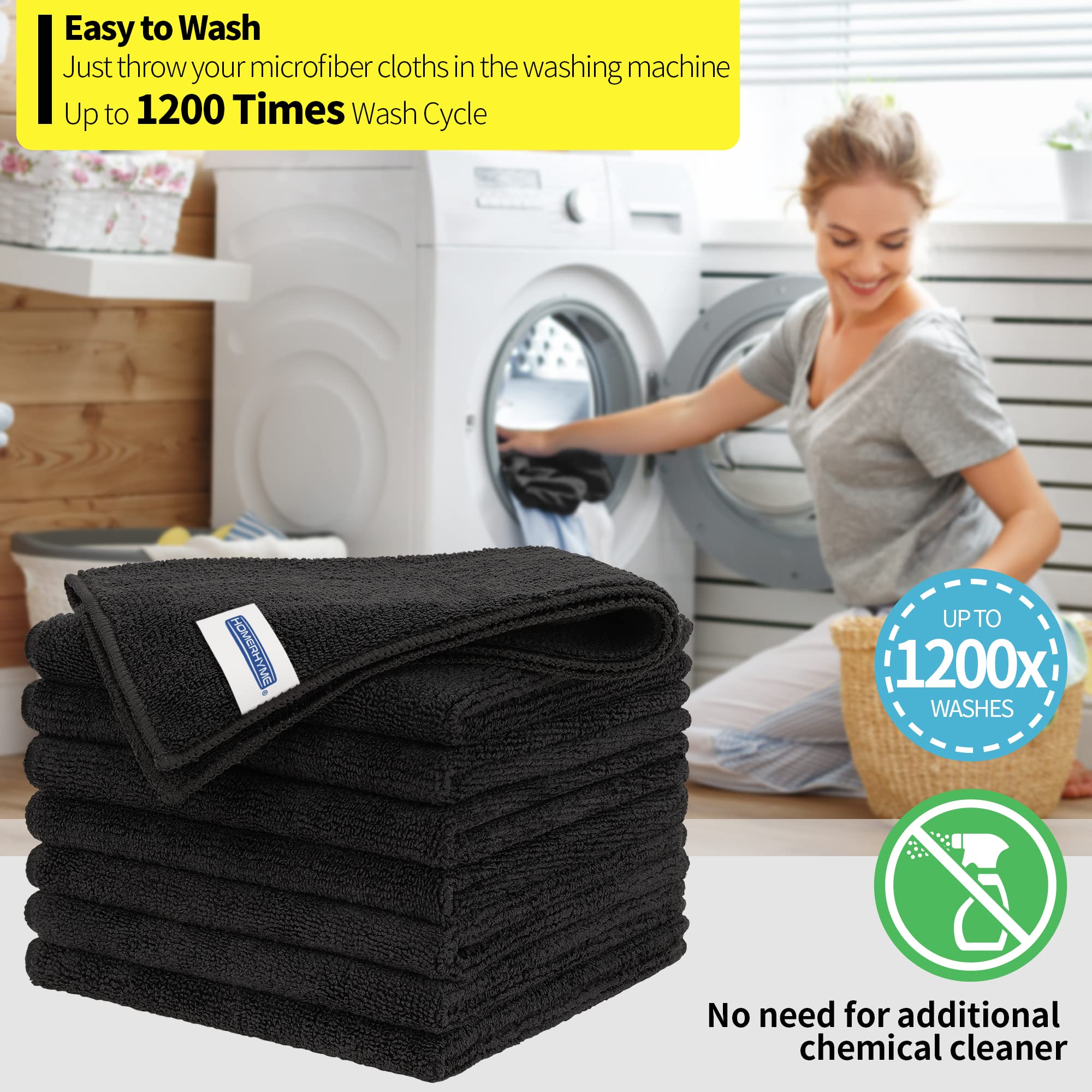 HOMERHYME Premium Microfiber Cleaning Cloths 8 Pack - 12.6