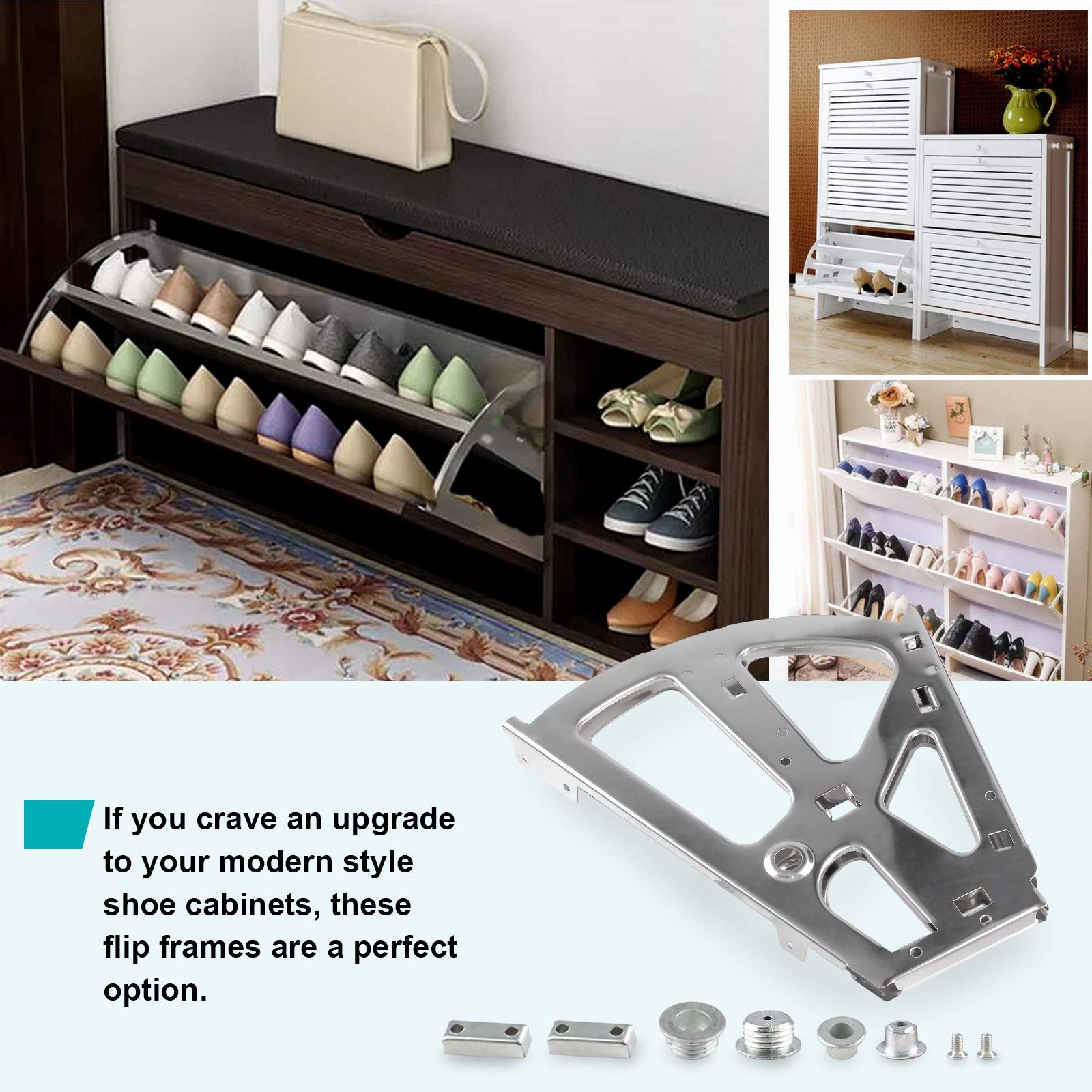 2 Layers Shoe Drawer Cabinet Hinges - Stainless Steel Replacement Fittings for Shoe Organizer, Kitchen & Living Room Storage (1 Pair) - Perfect for Closet Organization & Home Furniture Repair
