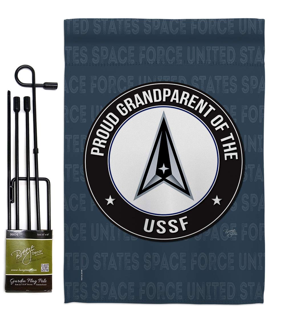 USSF Garden Flag Set with Stand - Military Space Force Yard Banner for Outdoor Decor