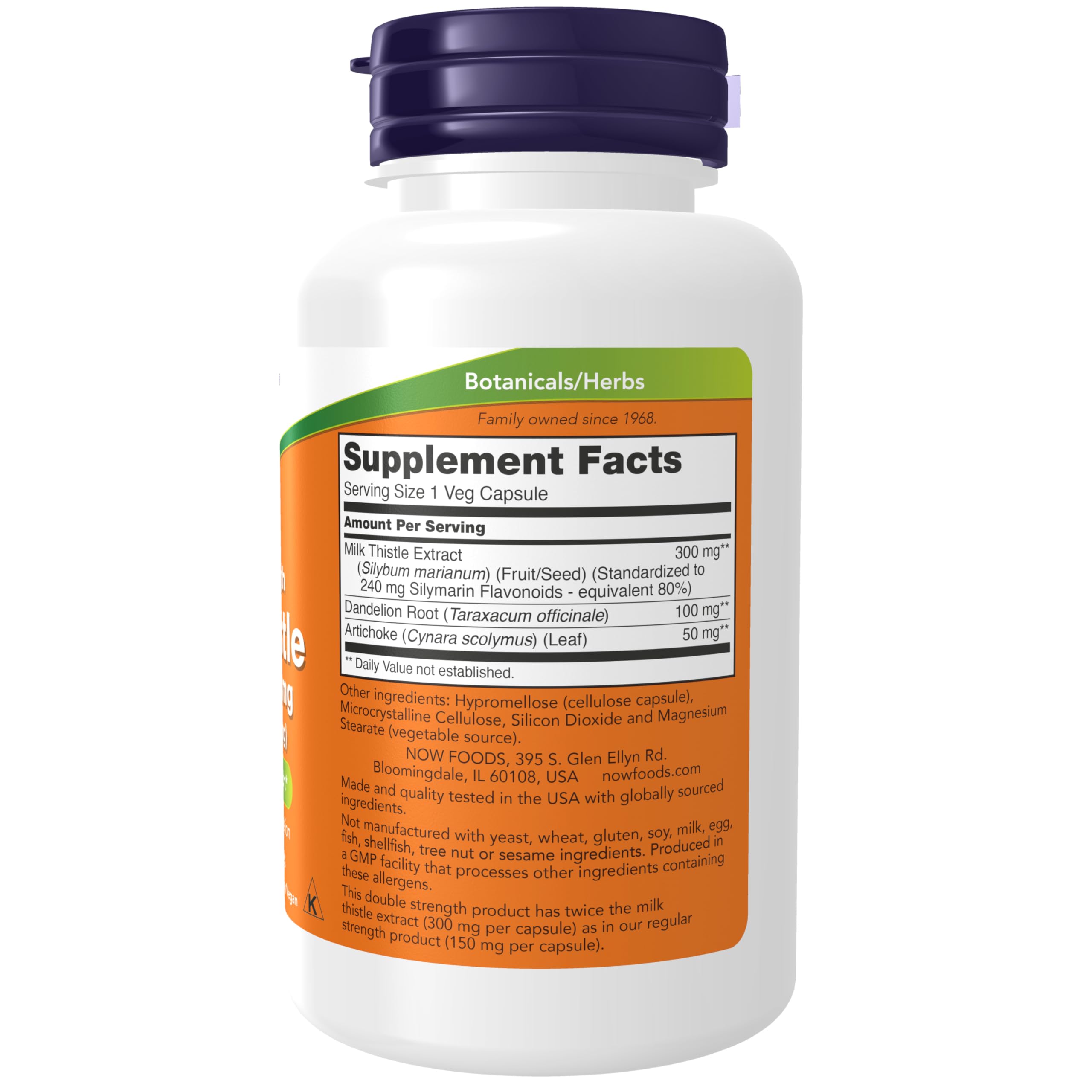 NOW Foods Silymarin Milk Thistle Extract 300mg with Artichoke & Dandelion - Double Strength Liver Support Supplement, 100 Vegan Capsules - Detox & Liver Health for Daily Wellness