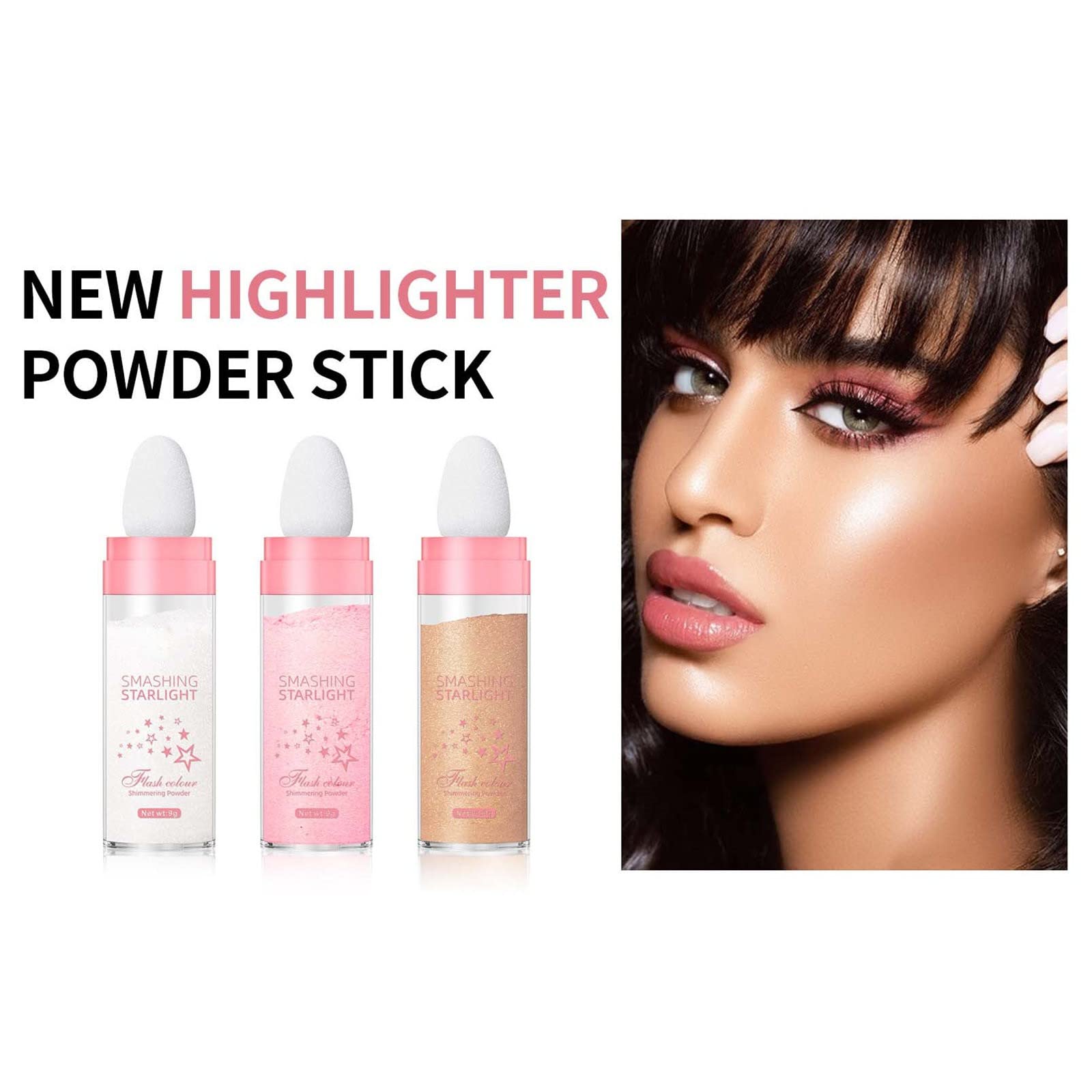 Natural Loose Diamond Powder - 3 Color Blush & Highlighter for Face & Body | Shimmering Pearly Glitter Makeup for Cheeks, Contouring & Fairy Glow | Perfect for Daily Wear, Parties & Special Occasions