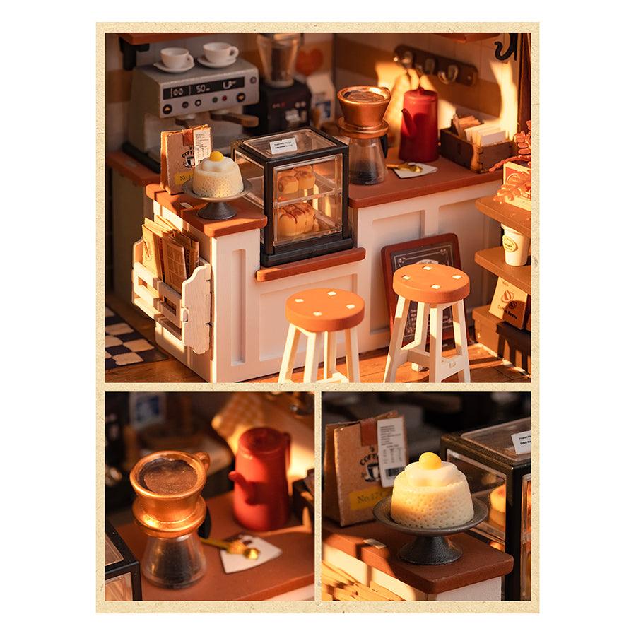 ROBOTIME Rolife No.17 DIY Miniature Café House Kit - 3D Wooden Puzzle Model for Adults, Teens & Craft Lovers - Perfect for Home Decoration, Gift Giving & Relaxing Hobby Projects