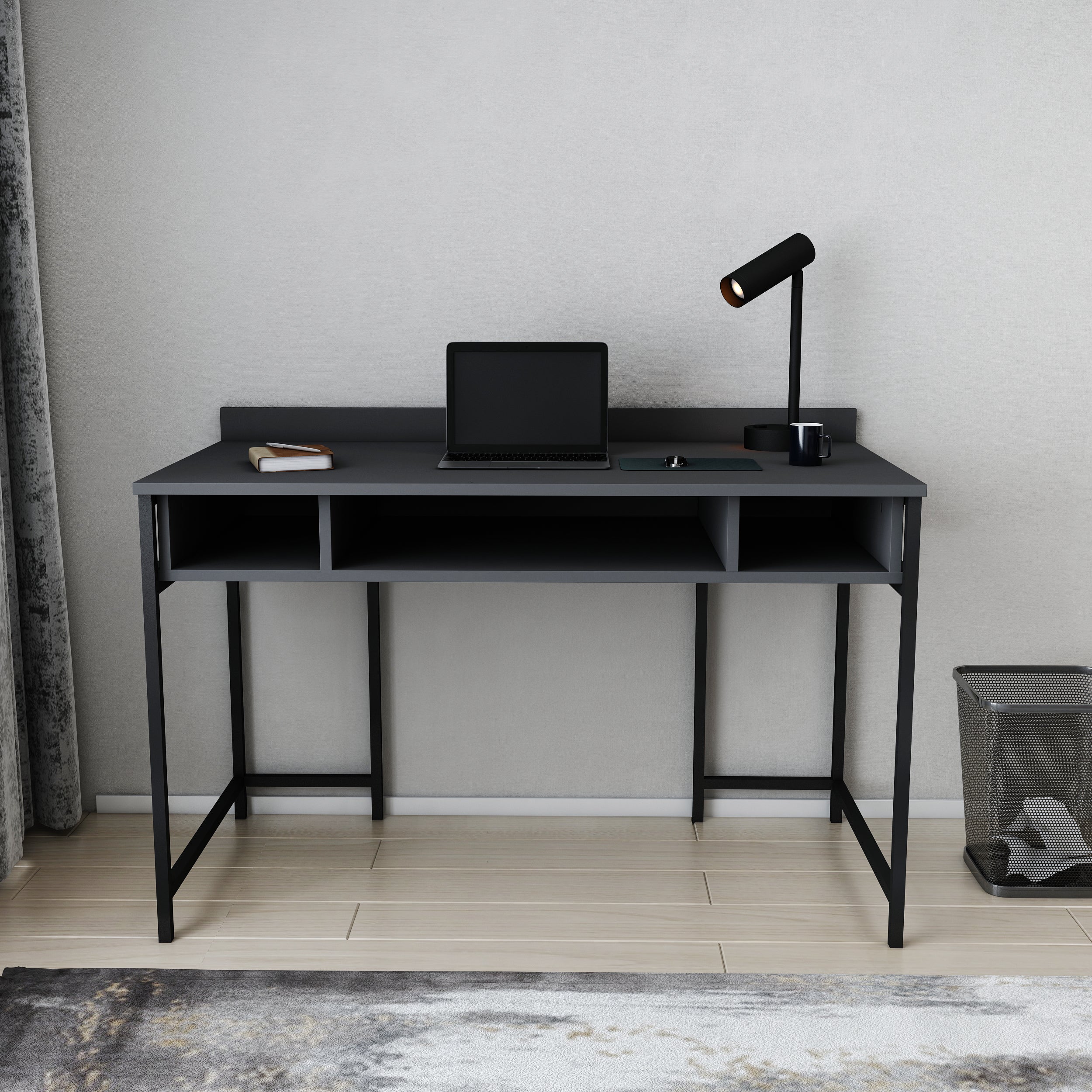 Alma Desk - Modern Wooden Writing Desk for Home Office, Study & Workspace - Ergonomic Design with Drawers & Storage Shelf - Perfect for Remote Work, Online Classes & Small Spaces