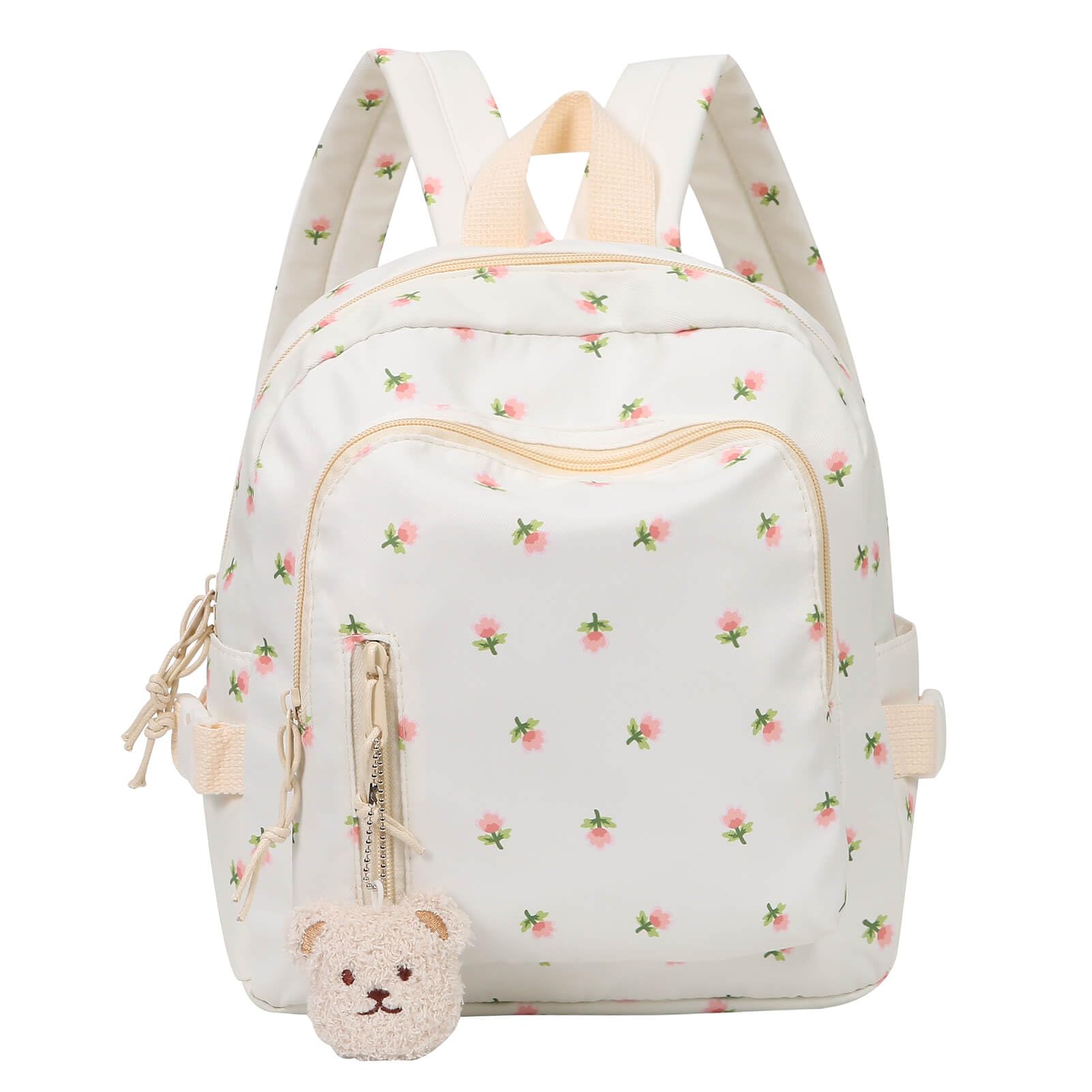 Cute Mini Backpack Purse for Girls & Teens - Small Aesthetic Backpack with Bear Pendant | School, Travel, Shopping & Everyday Use