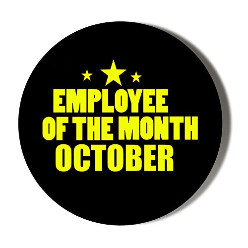 Employee of the Month Award Handheld Mirror - 58mm Compact Vanity Mirror with Black Background & Yellow Writing - Perfect for Office Recognition Gifts, Awards Ceremonies & Employee Appreciation
