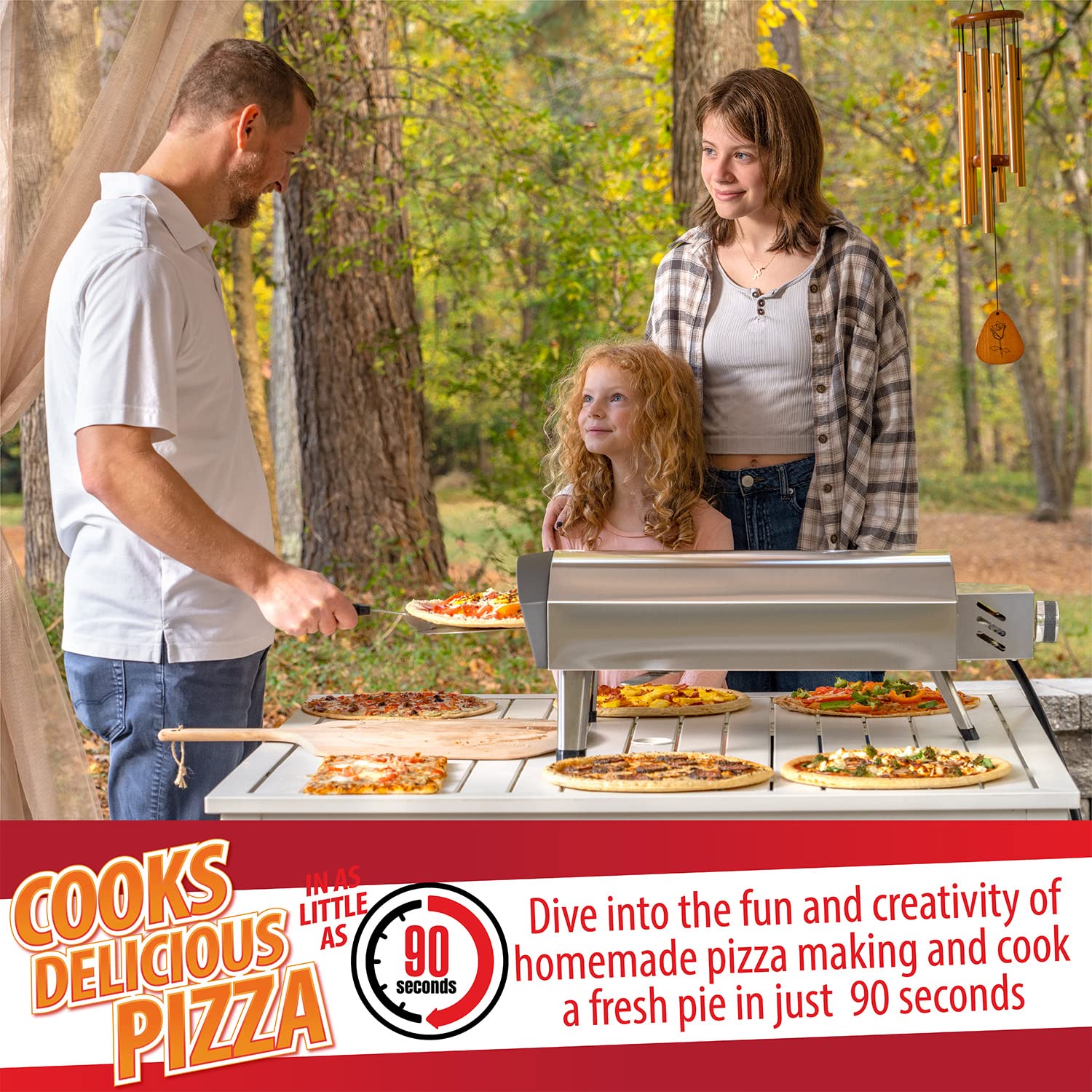 Deco Chef Outdoor Gas Pizza Oven - Portable Collapsible Stainless Steel Pizza Maker with Self-Rotating Baking Stone & Accessories - Perfect for Backyard, Camping, and Outdoor Cooking Parties