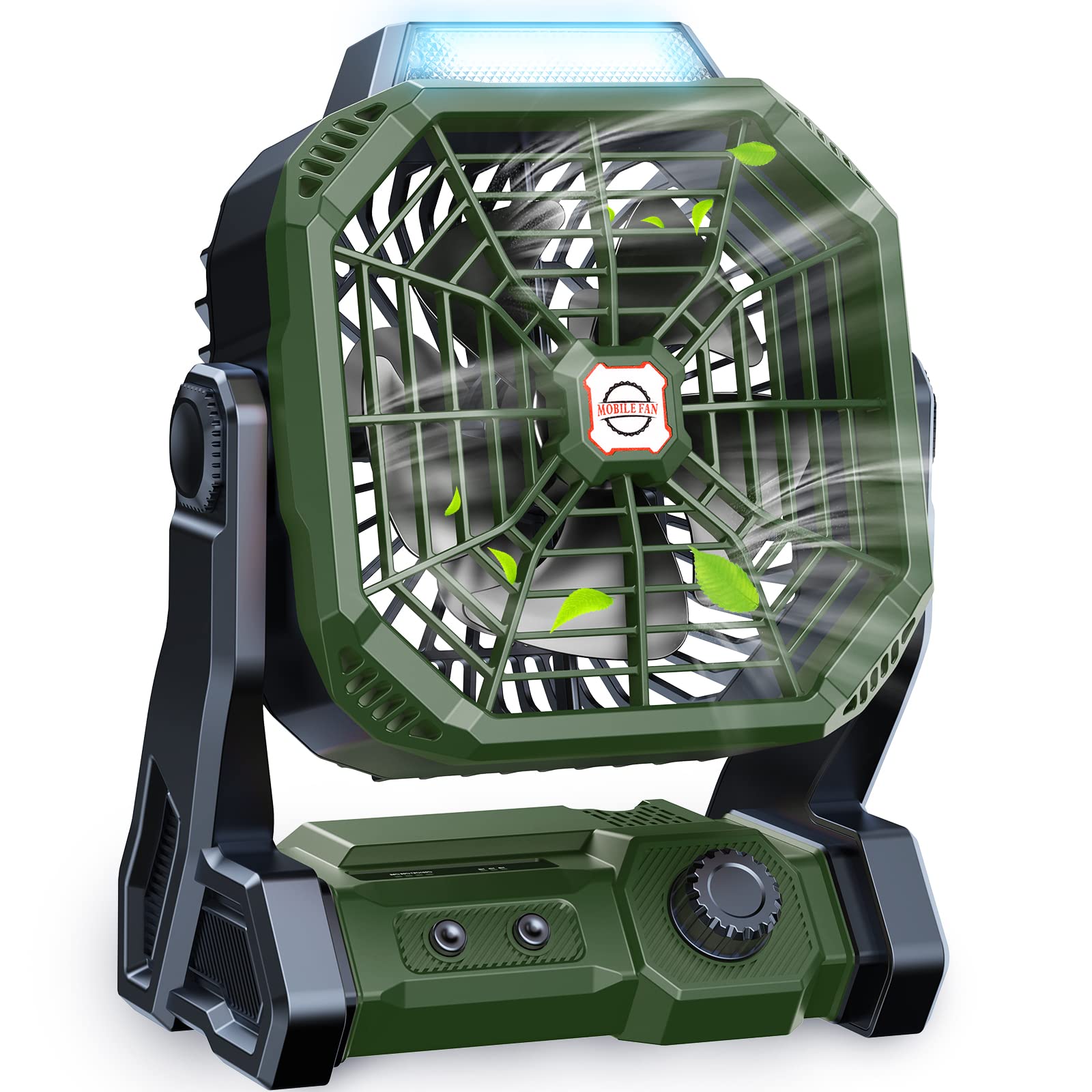 Rechargeable 9-Inch Camping Fan with LED Lantern - 20000mAh Battery Powered Dual Motor Tent Fan | Ultra Quiet & Strong Wind | Hanging Hook Included | Perfect for Outdoor Adventures, Picnics, BBQs, Fishing & Emergency Power Outages