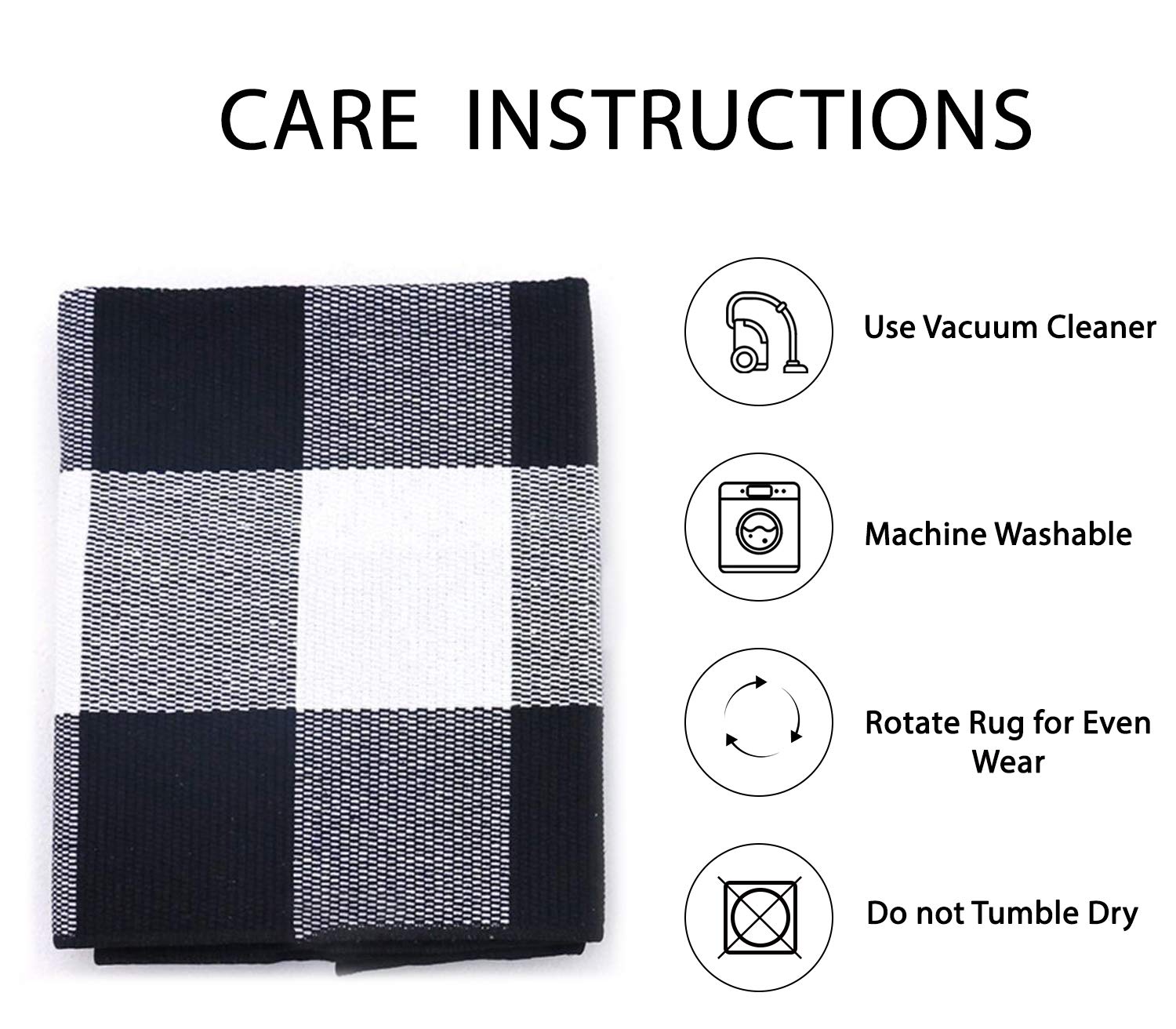 IOHOUZE Buffalo Plaid Checkered Rug - 8x10 Washable Front Door Mat for Porch Decor | Black & White Farmhouse Entryway Rug | Perfect for Spring/Summer Welcome Mats, Outdoor Home Entrance & Cozy Farmhouse Style