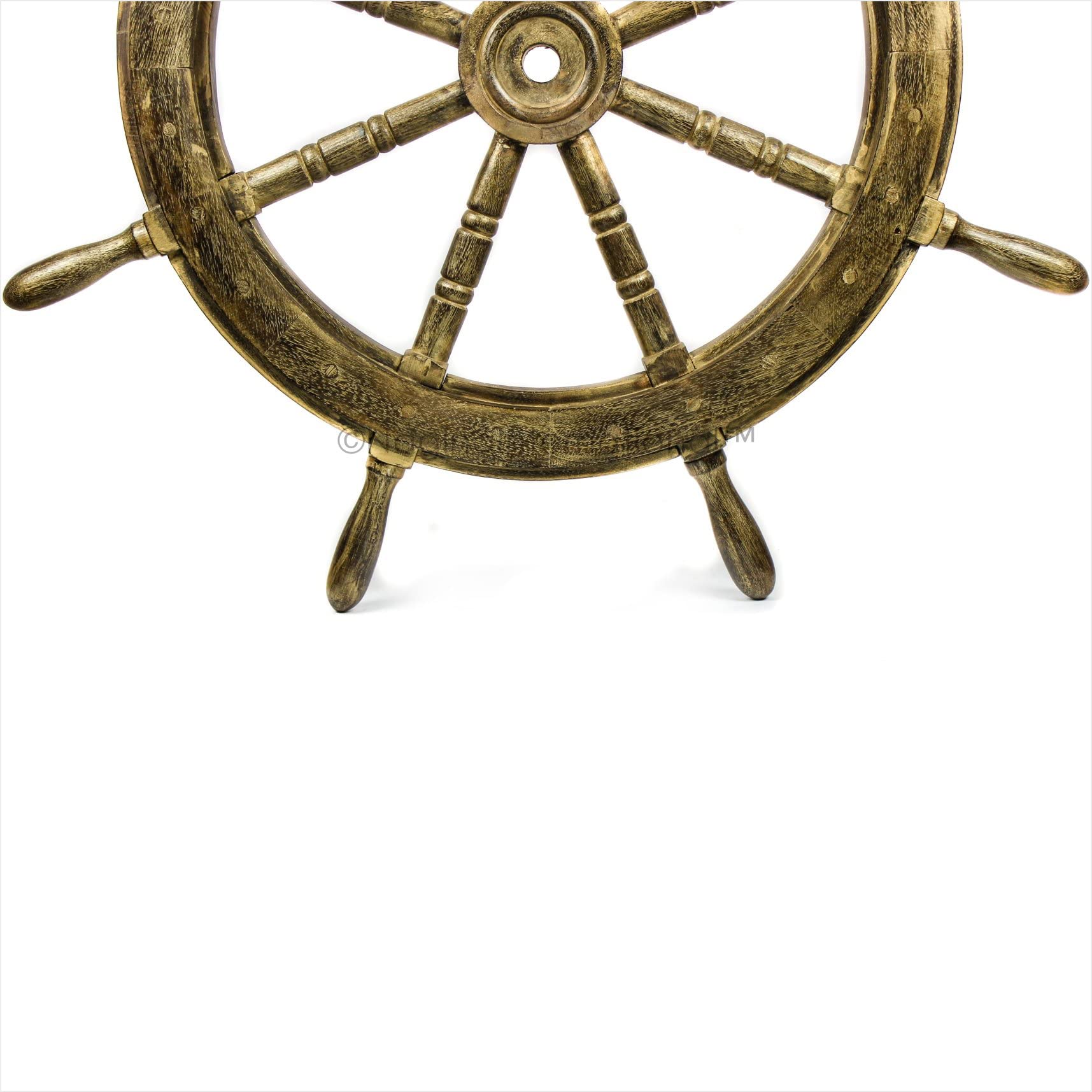 Antique Golden Nautical Wooden Ship Wheel - 12 Inch Handcrafted Maritime Decor for Pirate Nursery, Coastal Home Decor, and Themed Parties | Nagina International