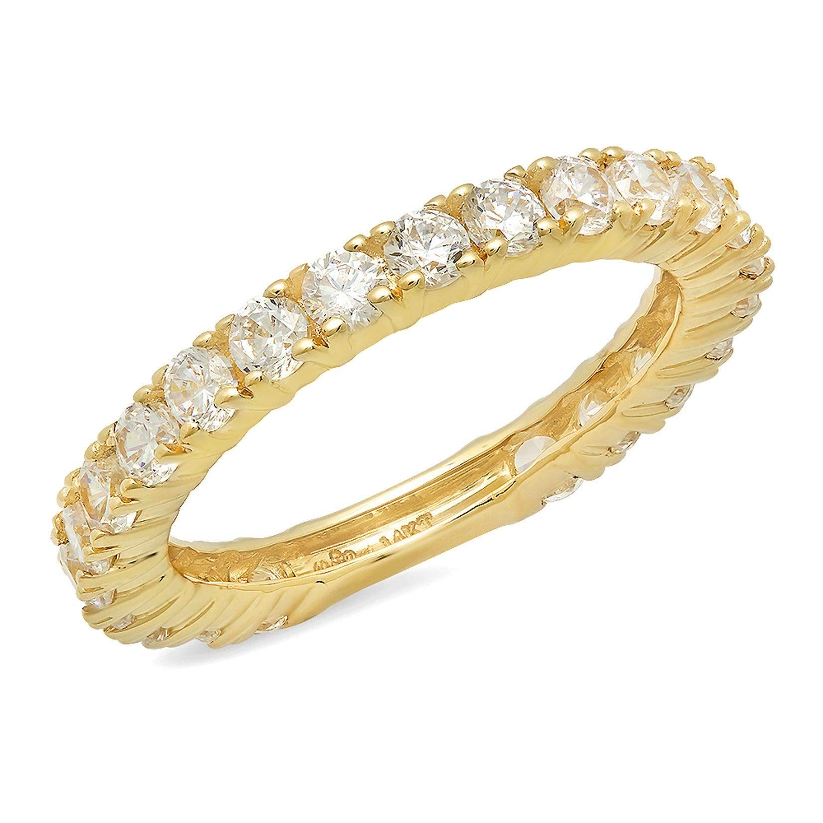 1.2 Carat Round Cut Brilliant Conflict-Free Genuine Cultured Diamond Ring - SI1-SI2 Clarity, I-J Color, 18K Solid Yellow Gold - Art Deco Eternity Engagement Wedding Band for Women - Perfect for Proposals, Anniversaries & Special Occasions