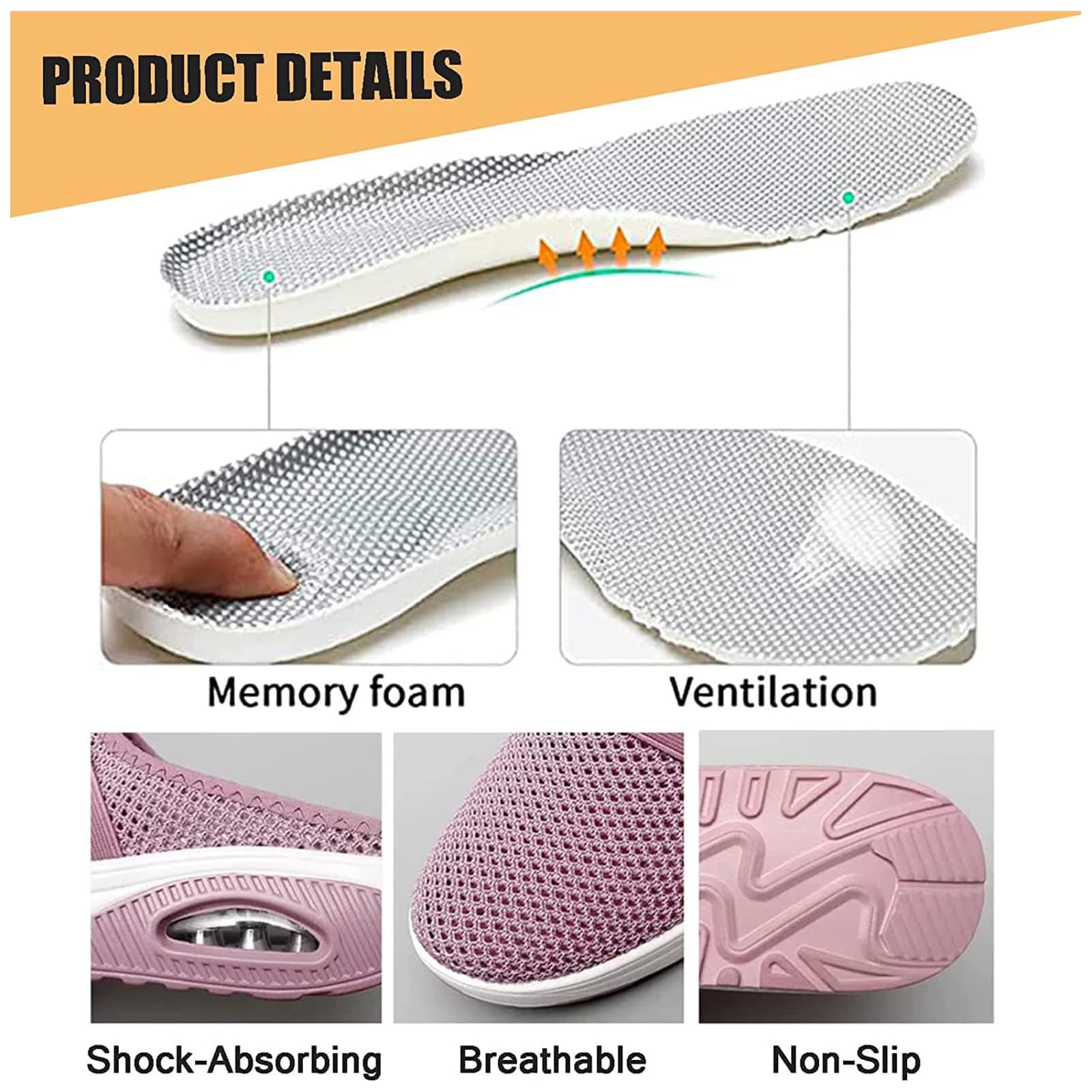 **Women's Orthopedic Air Cushion Slip-On Walking Shoes - Diabetic Comfort Shoes for Women - Perfect for Daily Walking, Travel & Work**