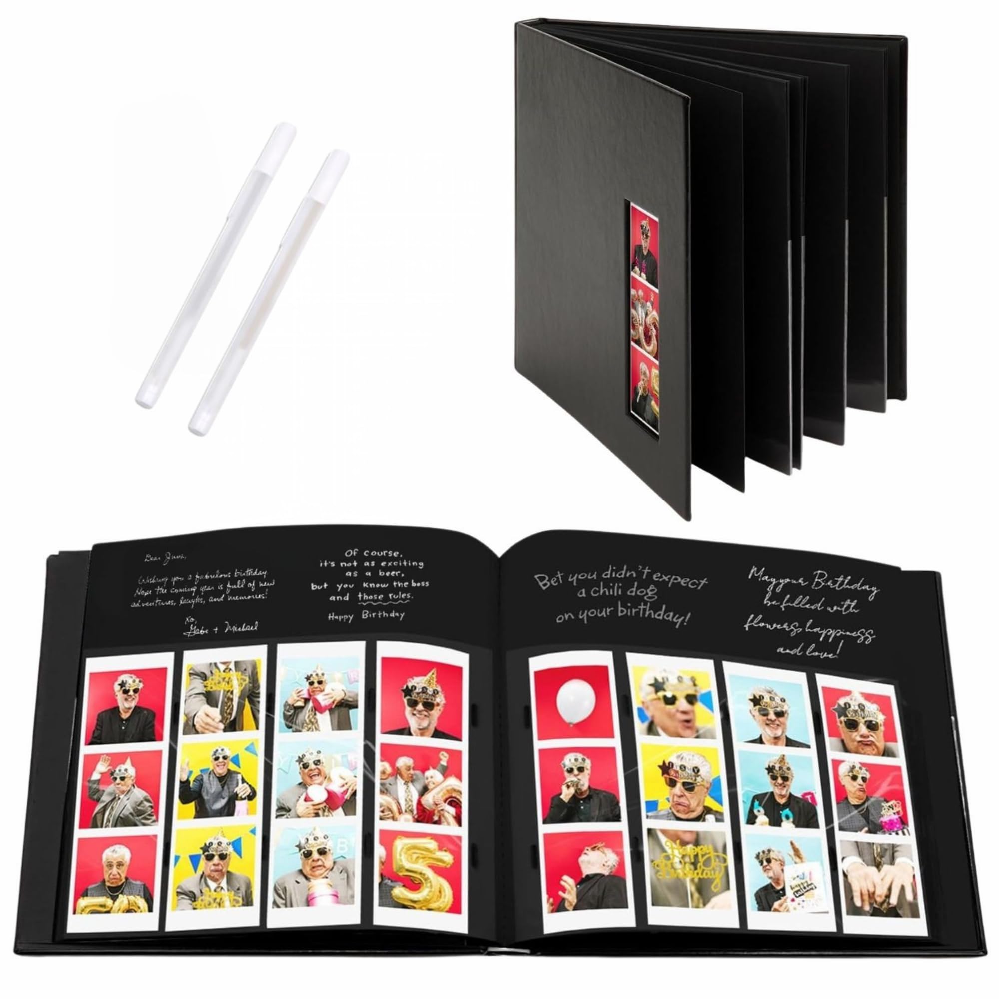 10 Pack PBF Photo Booth Guest Book Album - 2x6 Clear Picture Inserts, Black Cover with Plastic Sleeves & Pages - Perfect for Weddings, Baby Showers & Memory Scrapbooking (Great for Photo Strips & Event Keepsakes)