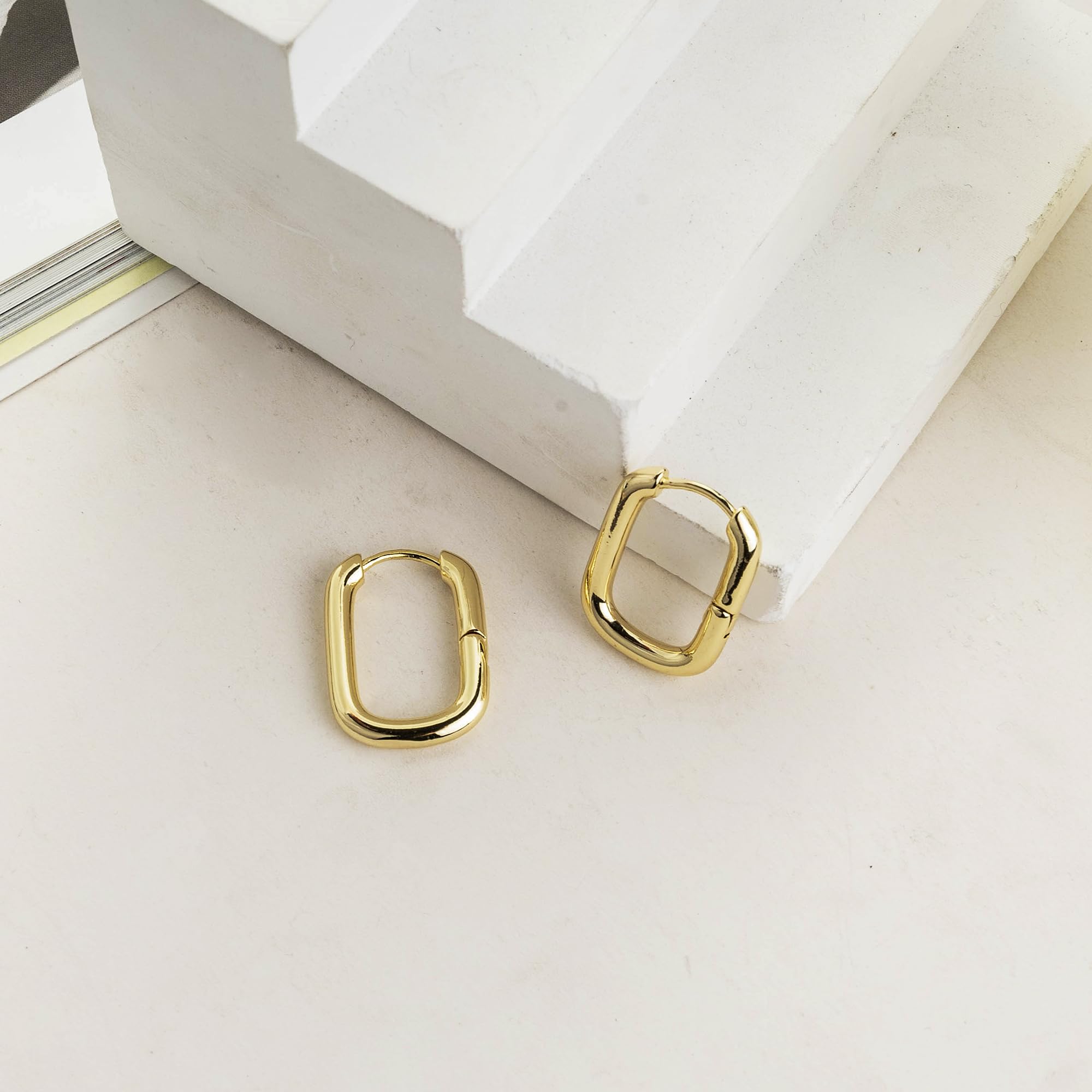 14K Gold Plated Hoop Earrings for Women - Hypoallergenic Chunky Huggie Earrings with CZ Stones | Trendy Dainty Gold Jewelry Gifts for Her | Perfect for Everyday Wear, Parties & Special Occasions
