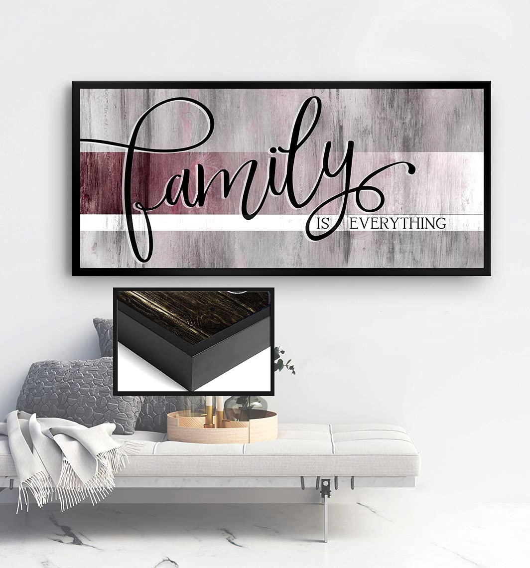 Farmhouse Family Wall Art - Wine Red Canvas Decor for Living Room