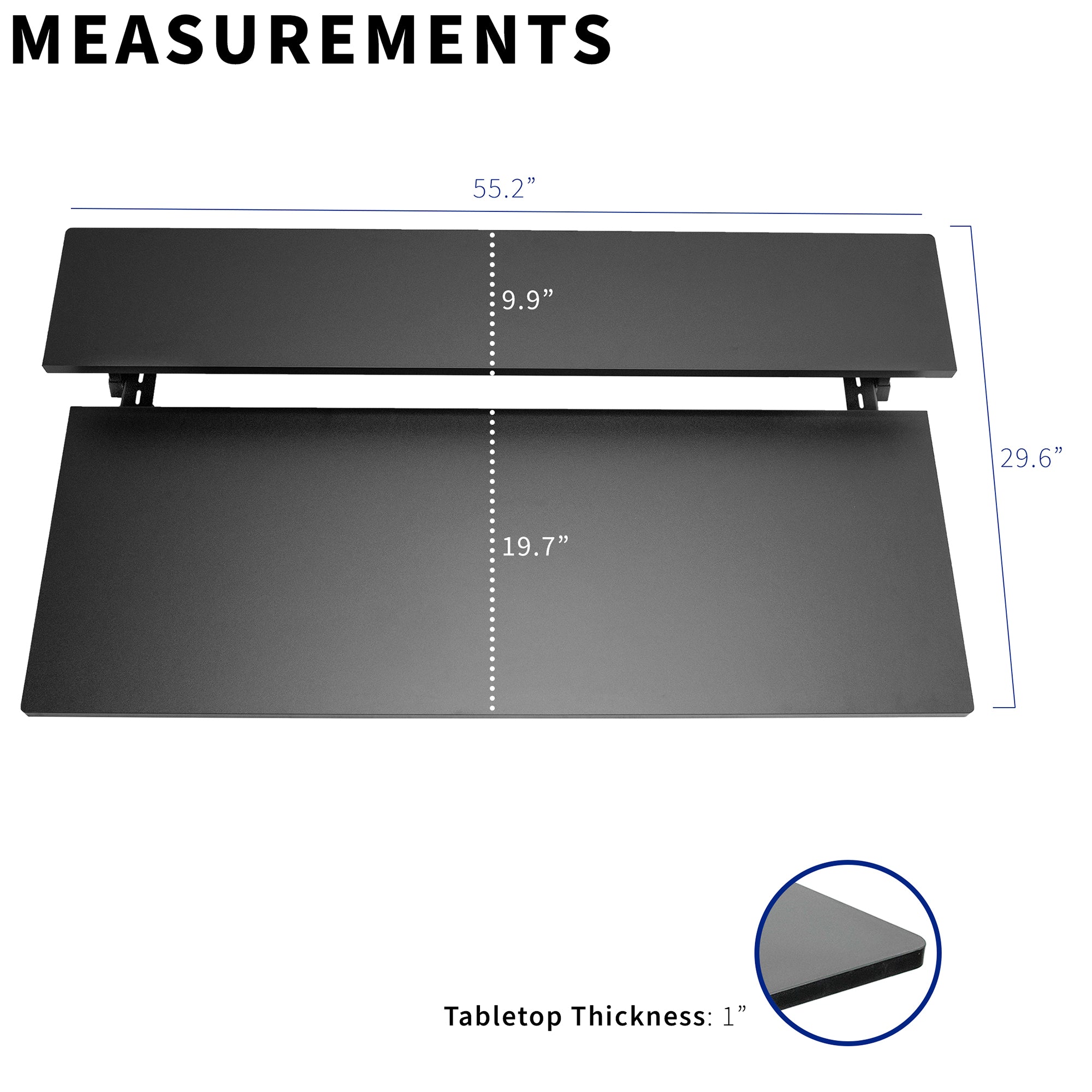 Dual Tier Table Top 55 x 30 Inches - Black Metal Countertop Shelf for Kitchen, Office, or Retail Display - Perfect for Organizing Spices, Books, or Merchandise