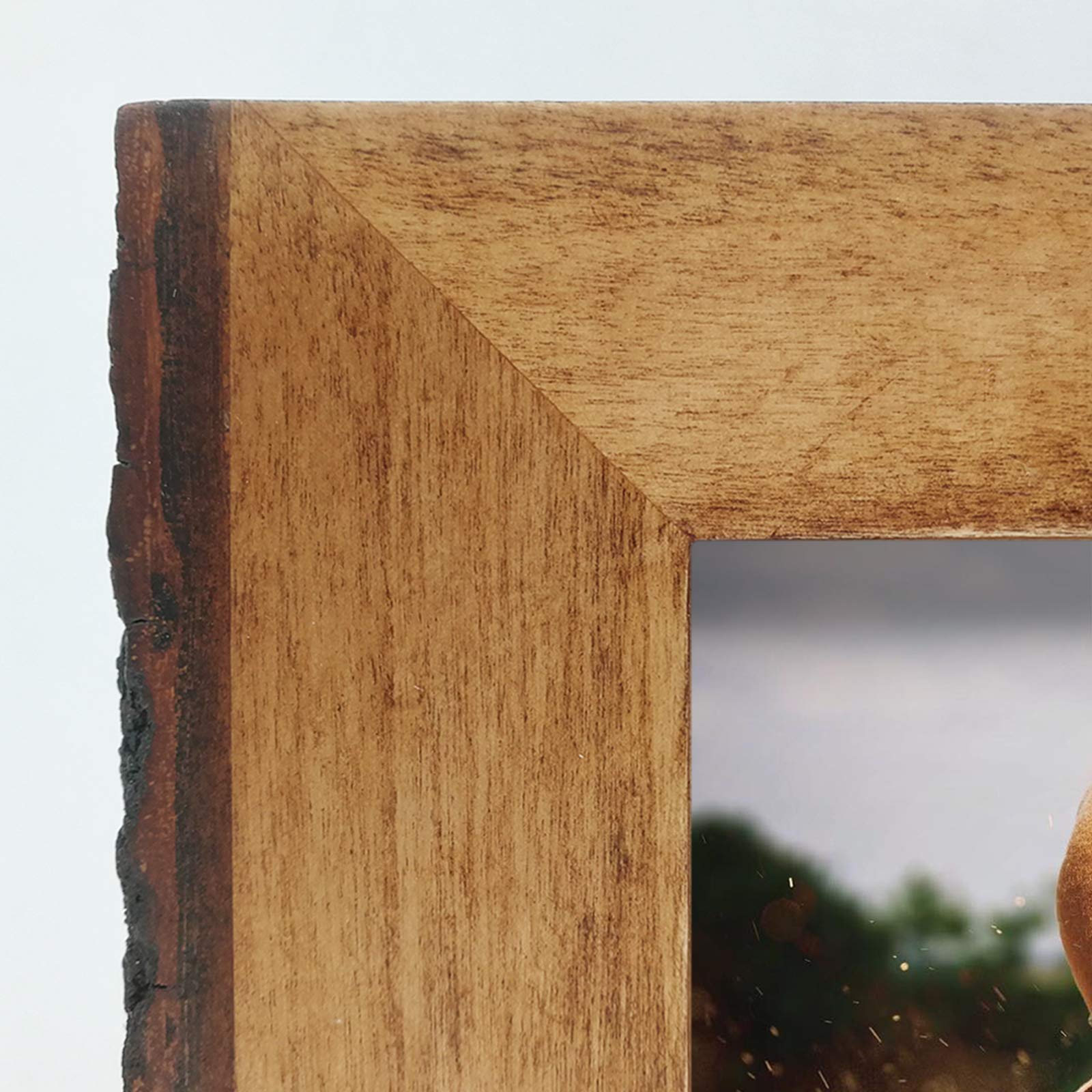 IKEREE 12x16 Rustic Wood Picture Frame with Natural Bark Edges - Brown Wooden Photo Frame for Wall Mounting - Perfect for Home Decor, Living Room, Bedroom, and Office Display