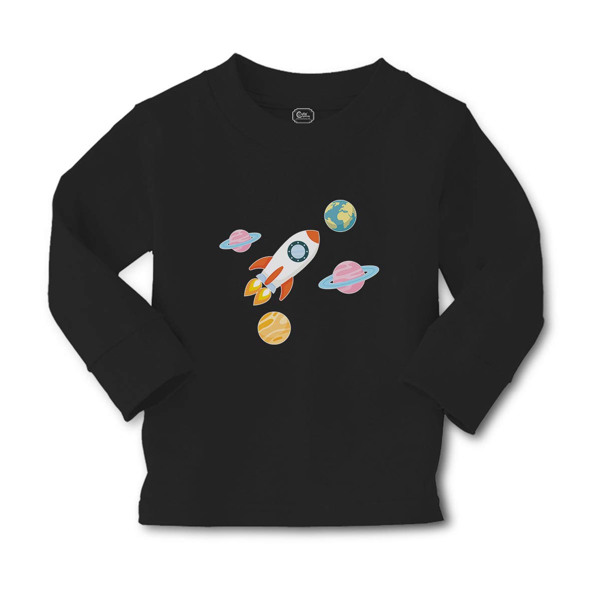 Kids Long Sleeve Cotton T-Shirt with Astronaut, Planets & Spaceship Space Design - Comfortable Playwear for School, Outdoor Activities & Space-Themed Parties