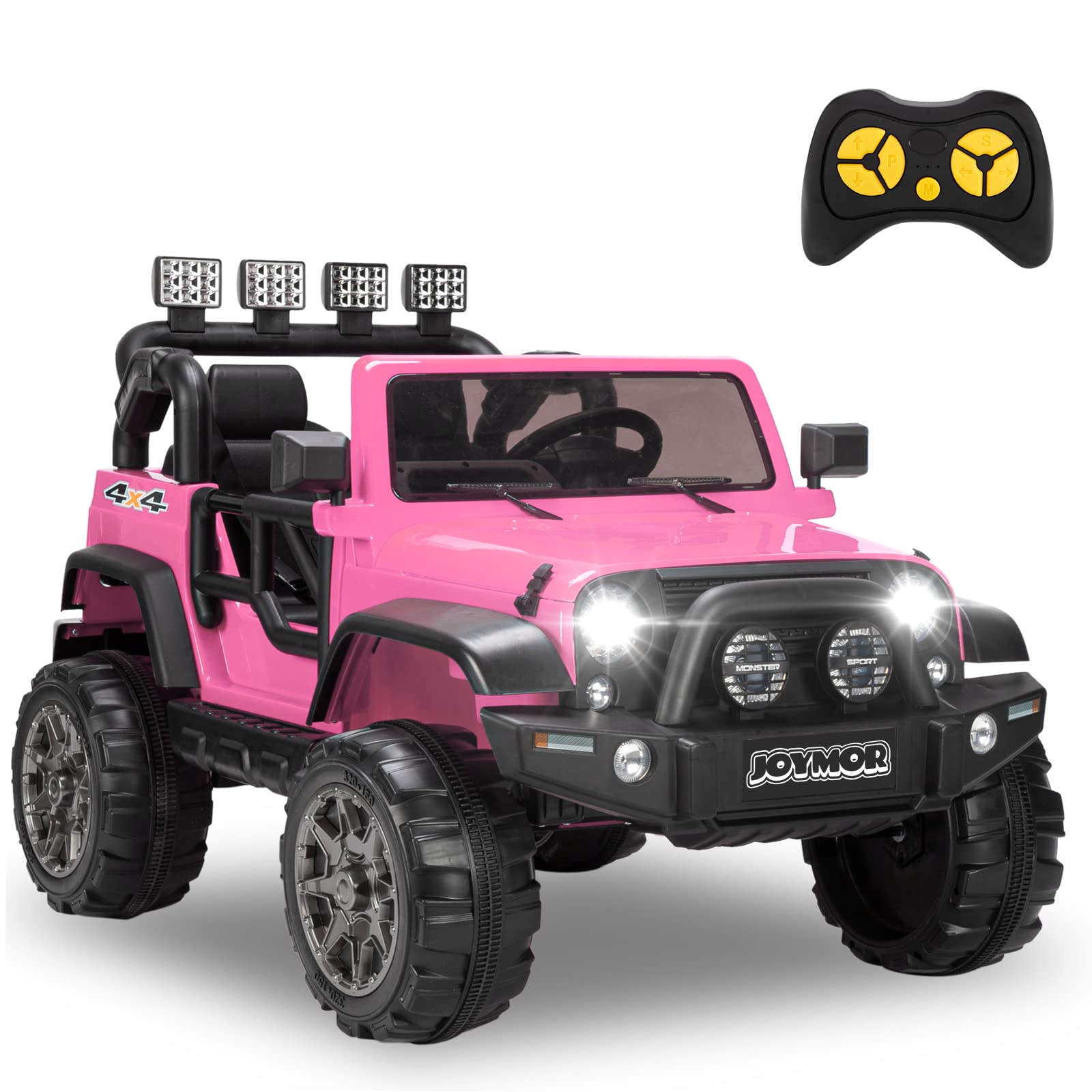 **12V Electric Ride-On Car for Kids - 2 Seater Remote Control Toddler Toy Vehicle with Suspension, Seat Belts, LED Lights & Horn (Pink) | Perfect for Indoor & Outdoor Play, Birthday Gifts**