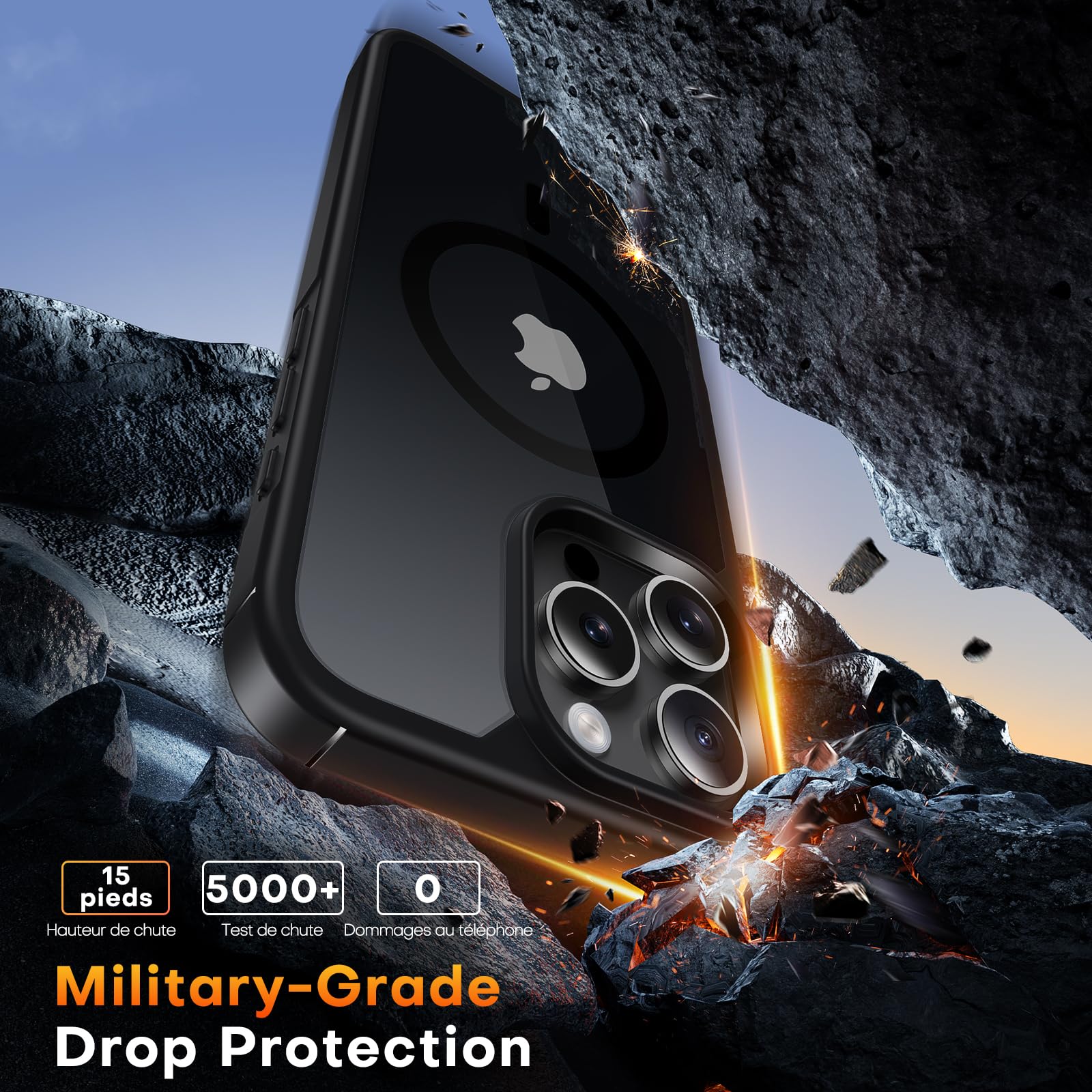 TAURI 3-in-1 Magnetic Case for iPhone 16 Pro [Military-Grade Protection] with 2 Screen Protectors [Magsafe Compatible] - Slim Fit 6.3 Inch - Black - Perfect for Work, Travel & Outdoor Activities