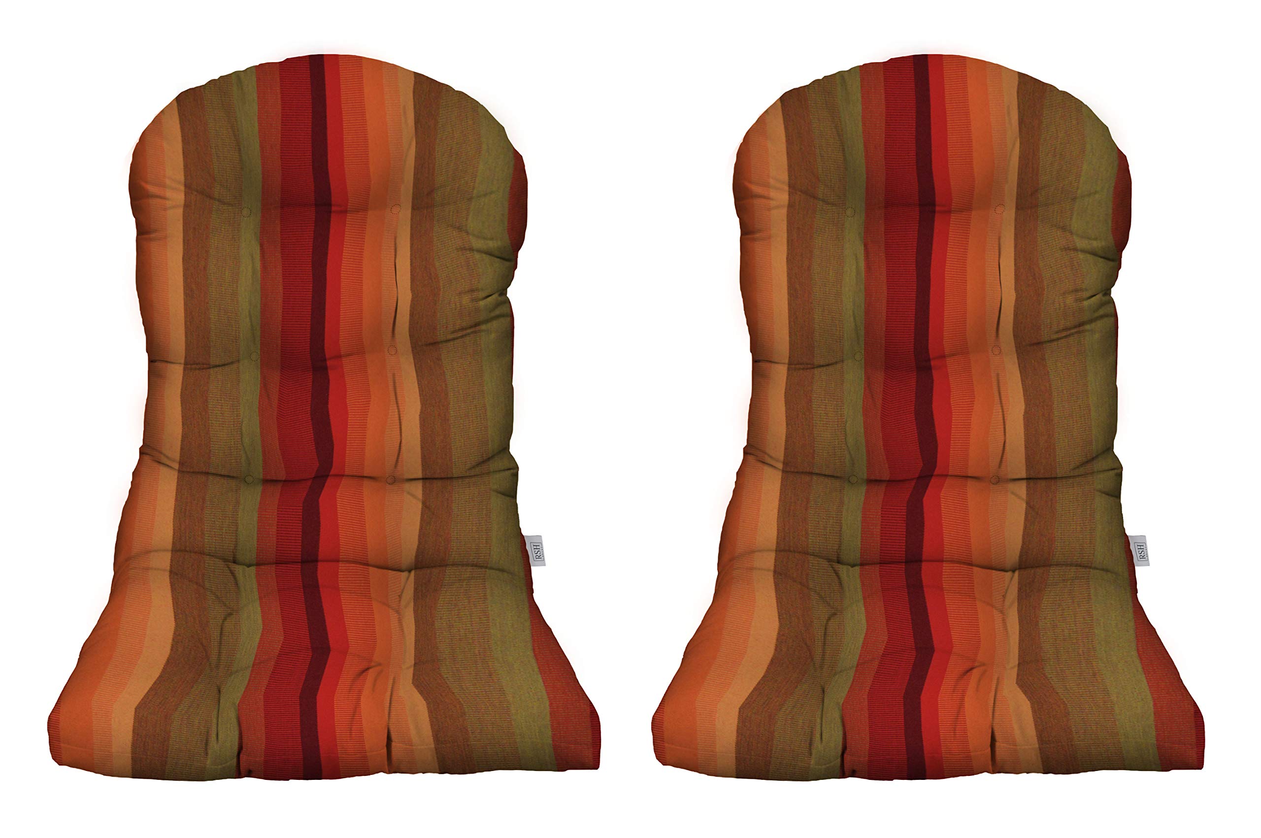 RSH DECOR: 2-Piece Sunbrella Tufted Adirondack Chair Cushion Set - 42.5” x 21” Waterproof & Fade-Resistant Outdoor Patio Furniture Cushions - Astoria Sunset Pattern - Perfect for Poolside Lounging, Deck Chairs & Garden Relaxation