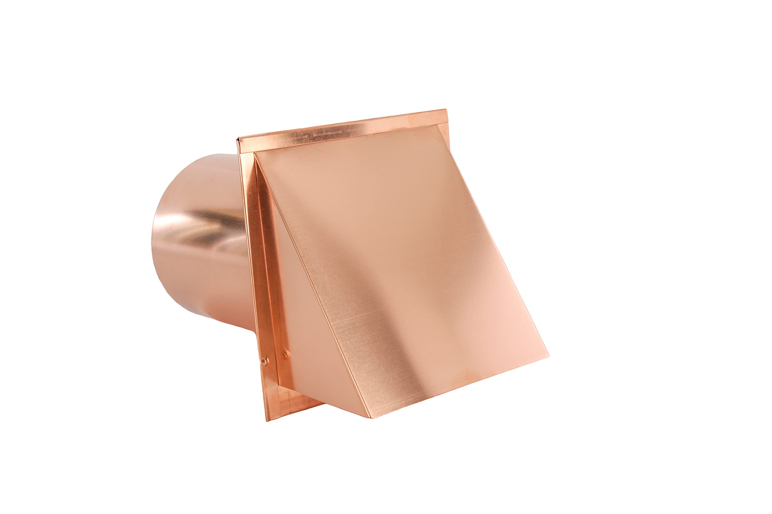 FAMCO Copper Hooded Wall Vent with Damper - 4 Inch Dryer Vent Outlet for Air Exhaust & Ventilation - Weatherproof Outdoor Wall Vent for Dryers, Bathrooms & Kitchen Exhaust Systems