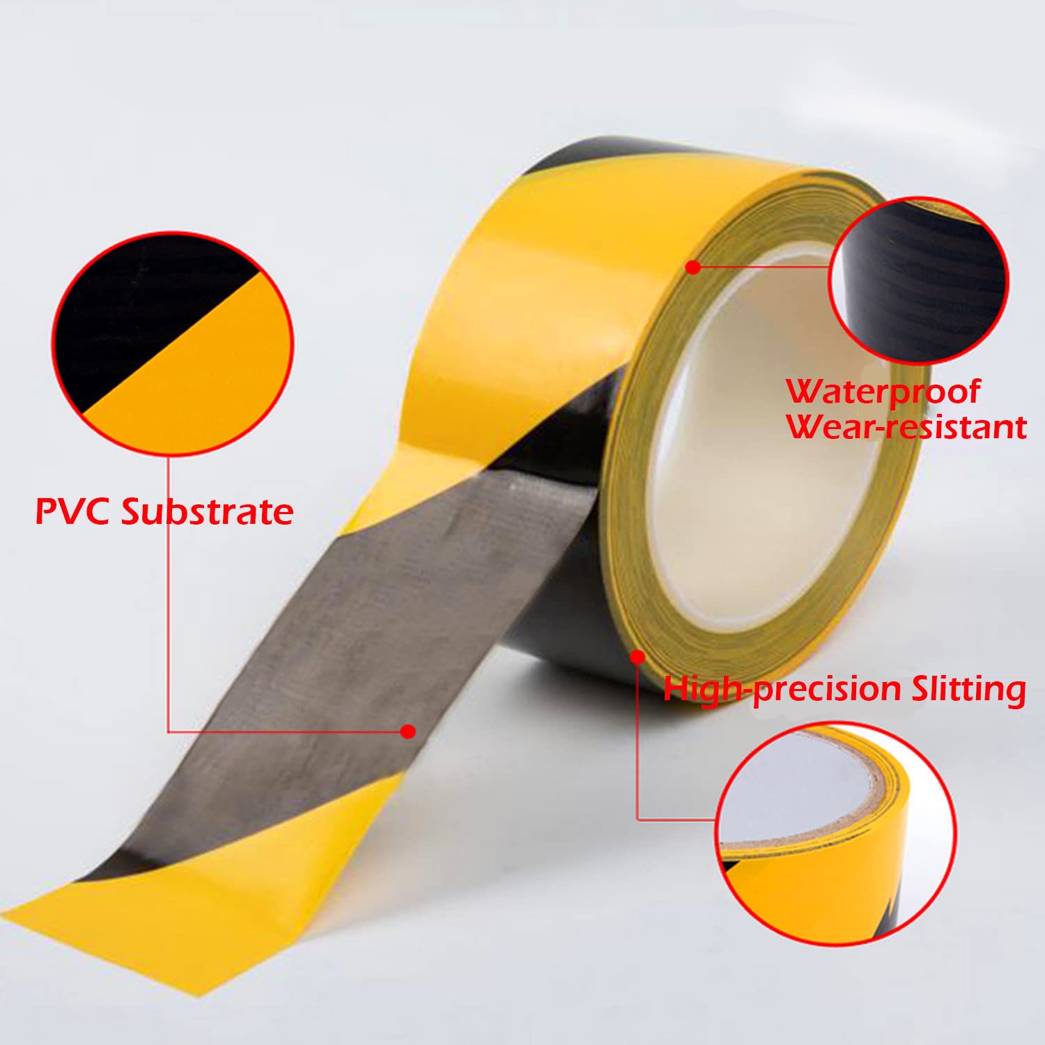 Black & Yellow Heavy Duty Duct Tape - 2 Inch x 108 Feet Multipurpose Floor Marking Tape for Workshop, Warehouse & Hazard Warning | Waterproof, Wear-Resistant Adhesive for Industrial & Home Use