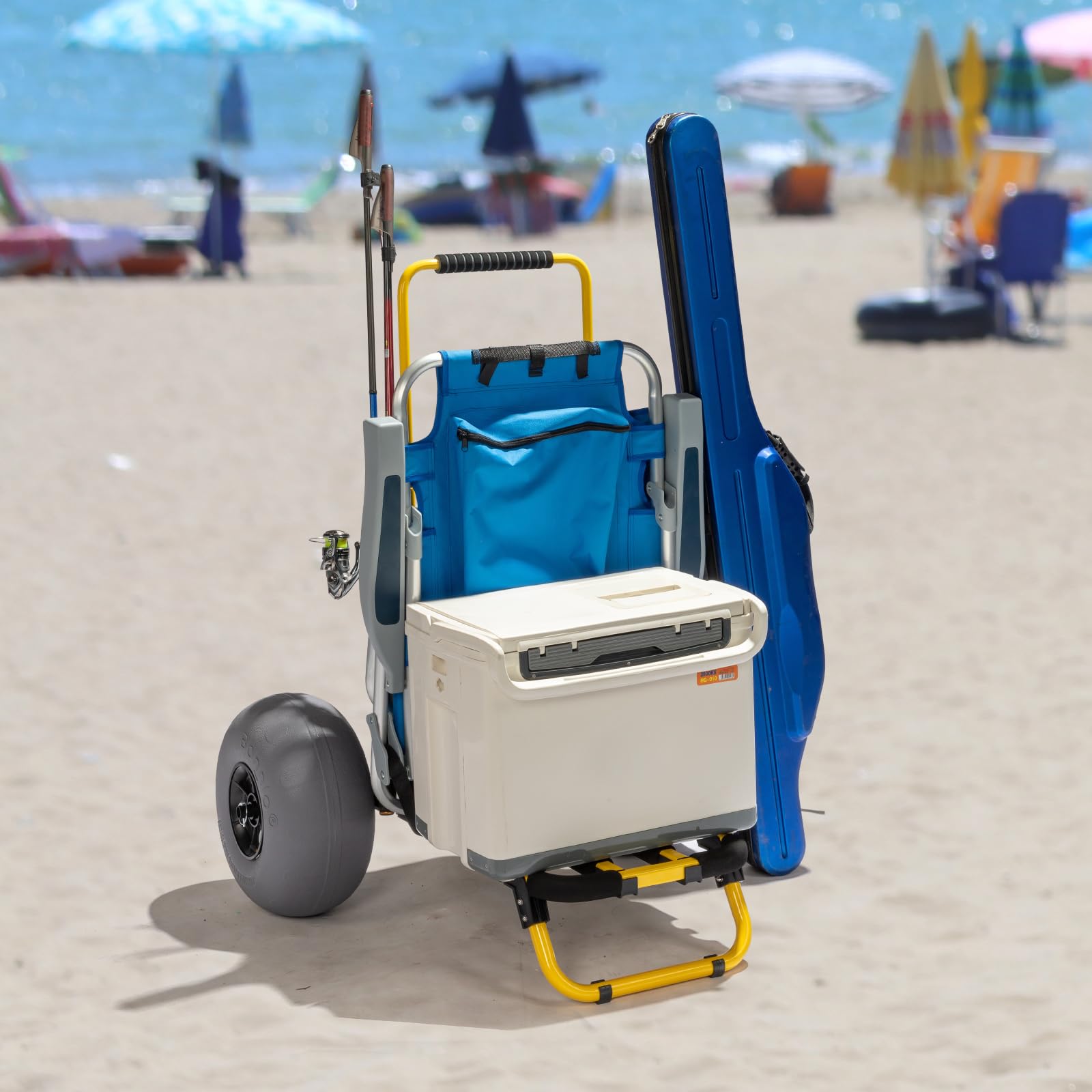 Bonnlo Beach Fishing Cart - Heavy Duty Foldable Beach Wagon with 12