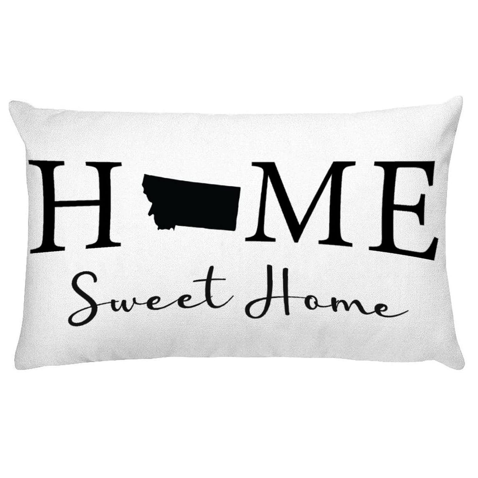 Montana State Map Decorative Throw Pillow Covers - 12x20 Inch Farmhouse Style Home Sweet Home Cushion Covers for Living Room, Bedroom & Sofa Decor - Perfect for Cozy Farmhouse, Rustic Cabin or Western Home Decor