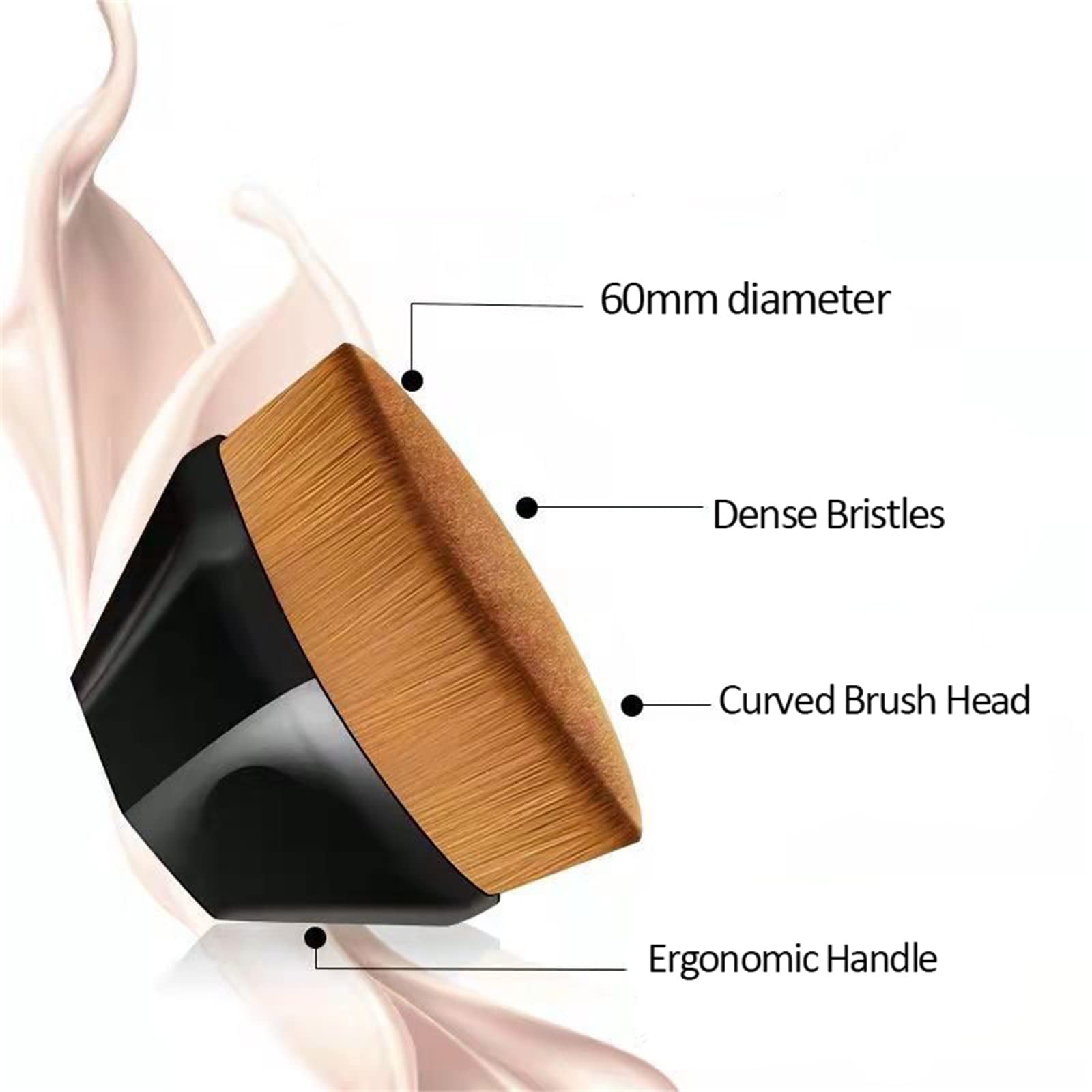 Flat Top Makeup Brush for Foundation - Kabuki Brush with Cover for Liquid, Cream & Powder - Perfect for Flawless Blending & Airbrush Finish - Ideal for Professional Makeup & Everyday Use