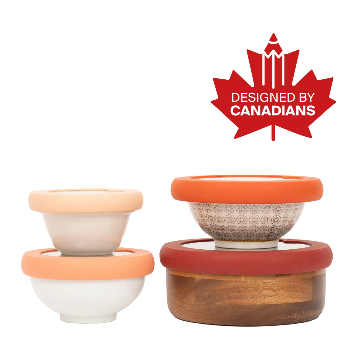 Food Huggers Silicone Replacement Lids for Glass Containers - Eco-Friendly, Crack-Proof Storage Lids Fits Most Round Bowls & Containers | Plastic-Free Kitchen Organizer | Perfect for Meal Prep, Leftovers & Food Preservation (X-Small, Terracotta)