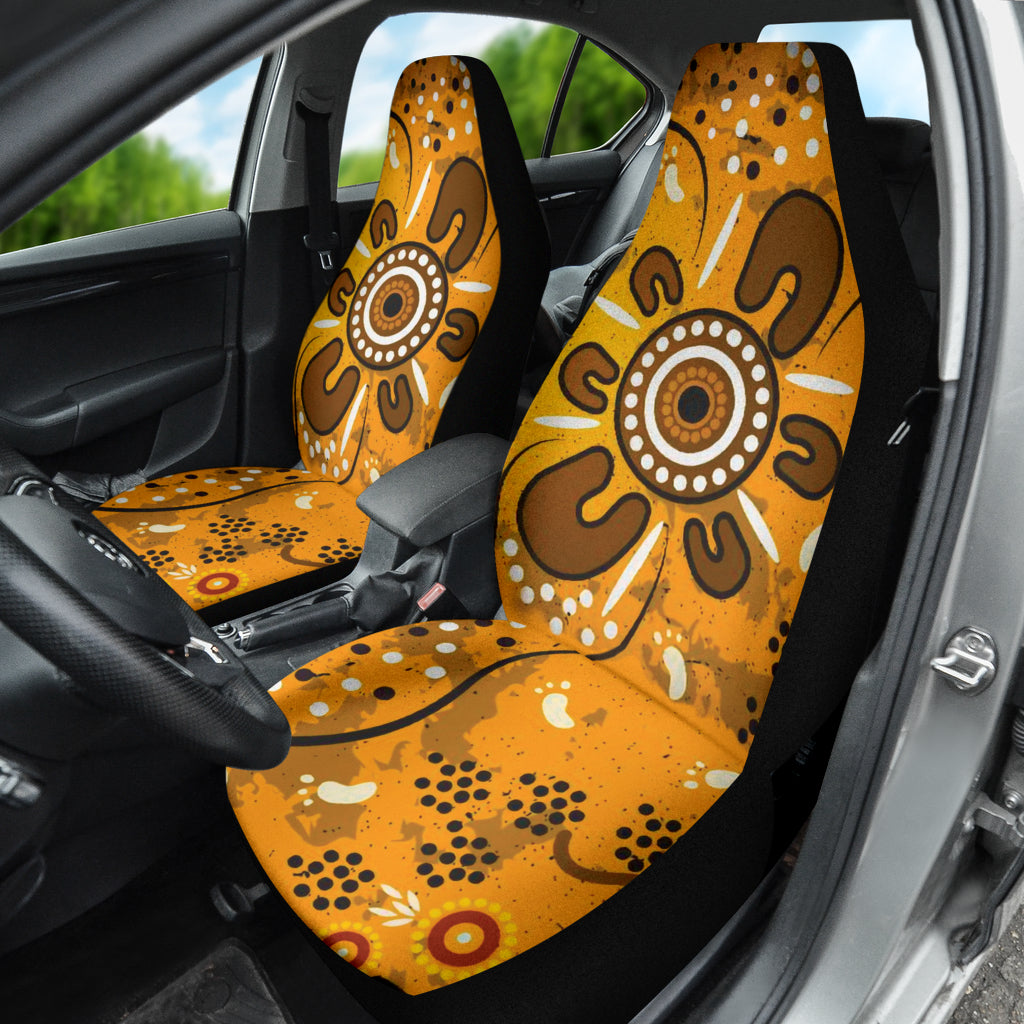 Authentic Australian Aboriginal Art Car Seat Covers - Spring Style Design (Set of 2) | Premium Vehicle Protection for SUVs, Trucks & Sedans
