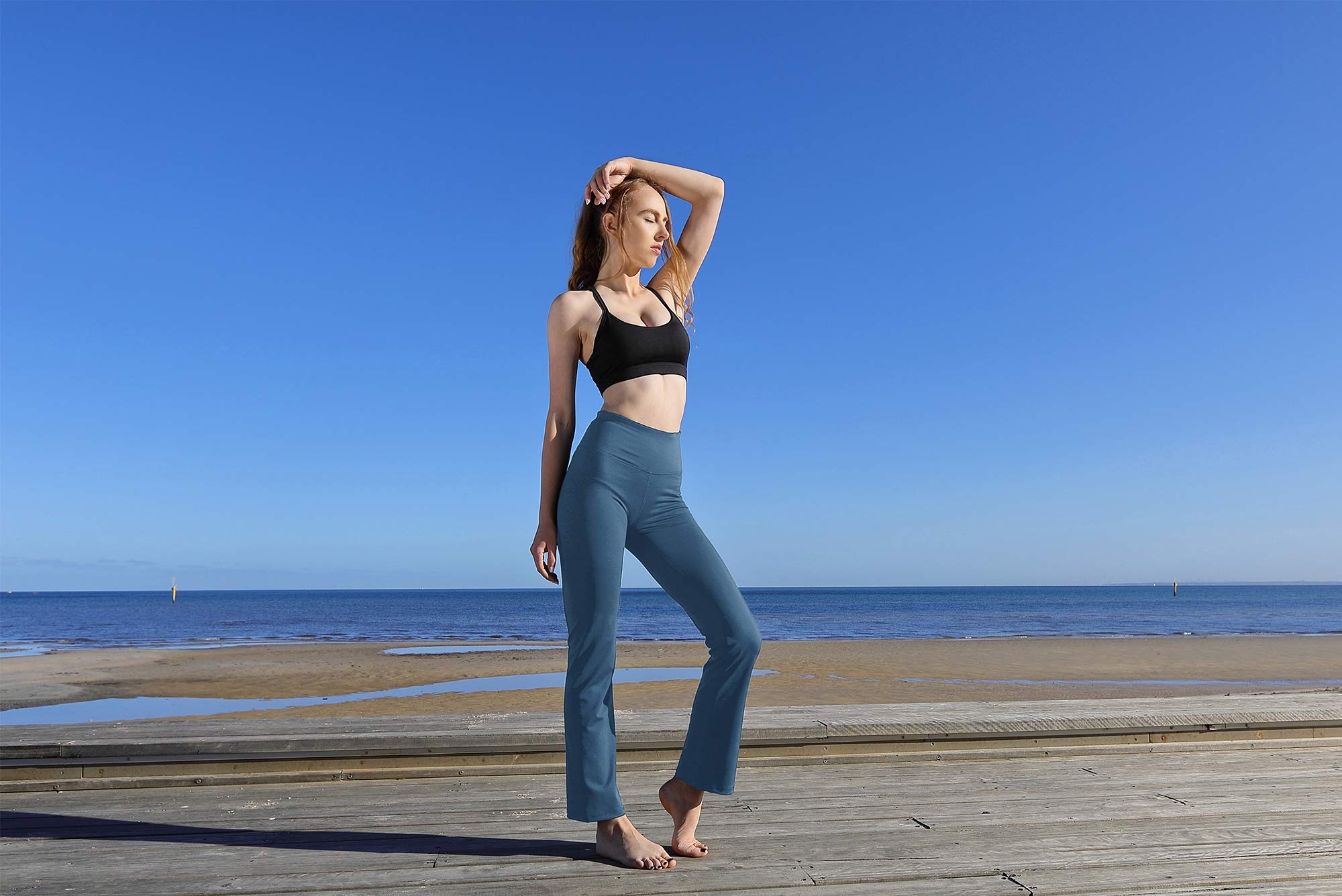 IcyZone Women's Bootcut Yoga Pants - High Waisted Tummy Control Workout Leggings for Gym, Running & Everyday Wear