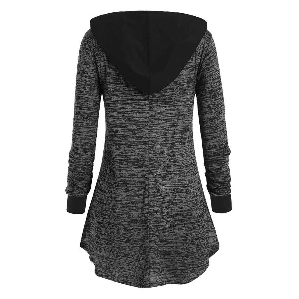 **Plus Size Women's Casual Long Sleeve Hooded Tunic Top - Space Dye Design - Comfortable Shirts & Blouses for Everyday Wear, Work, and Relaxation**