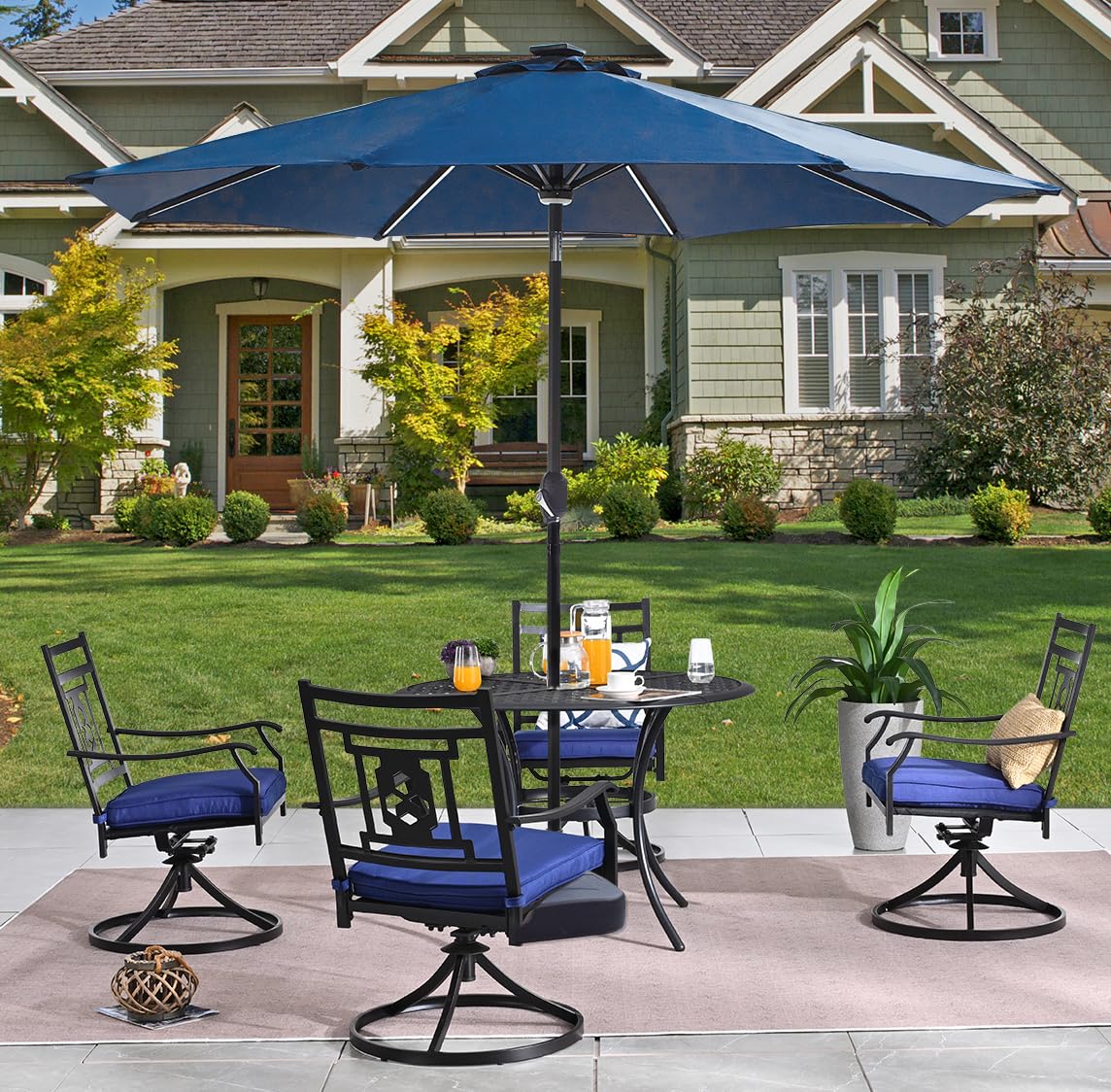 Round Outdoor Patio Dining Table with Umbrella Hole - 42.1
