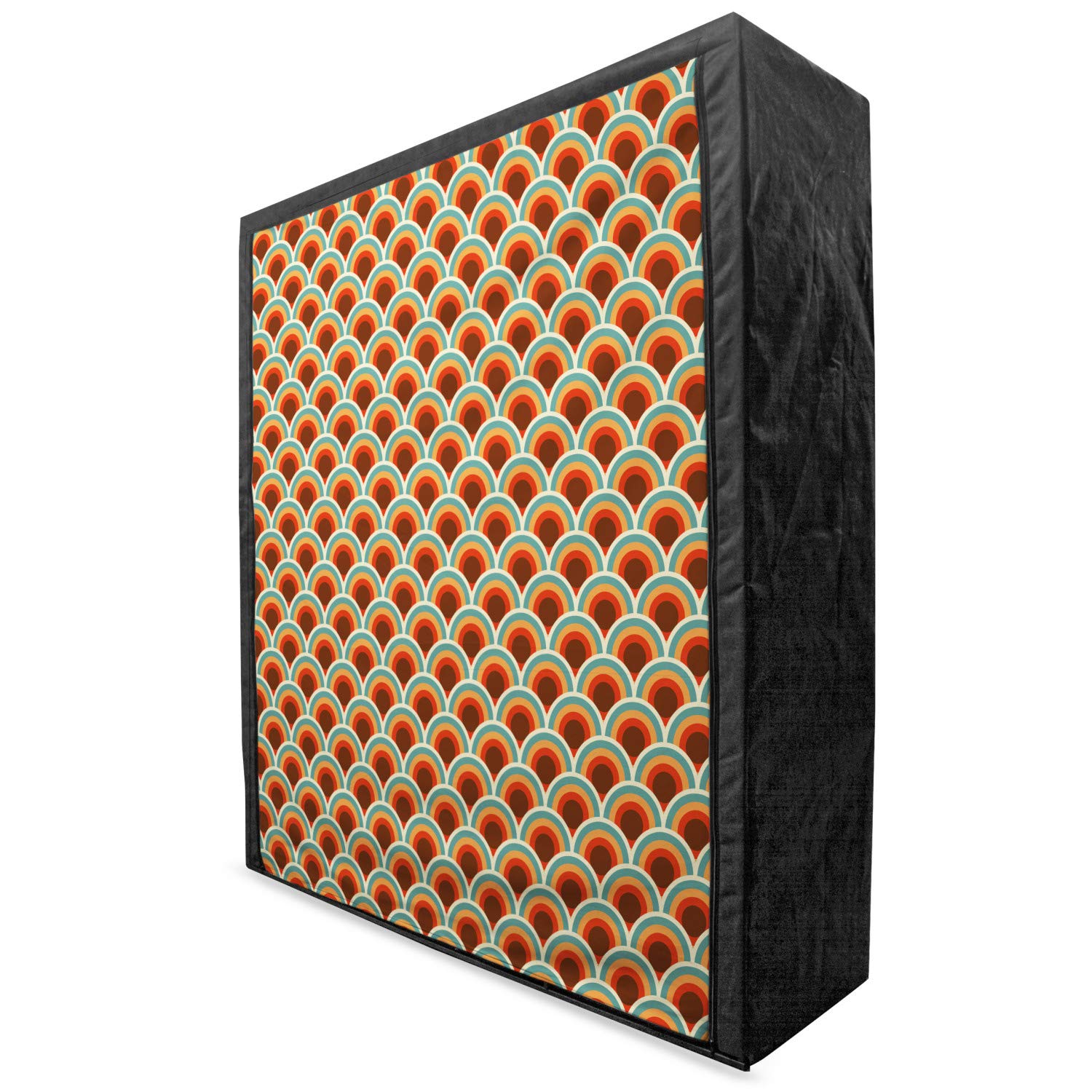 Ambesonne Circle Portable Fabric Wardrobe - Retro Style Circular Pattern Clothing Organizer with Shelves, 59