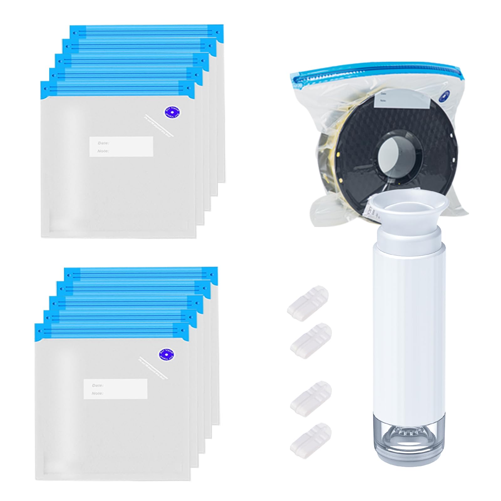 3D Printer Filament Storage Vacuum Bags Kit - 10Pcs with Hand Pump & Clips - Moisture-Proof Spool Sealing Bags for PLA, ABS Filament - Perfect for 3D Printing Enthusiasts & Dry Filament Storage