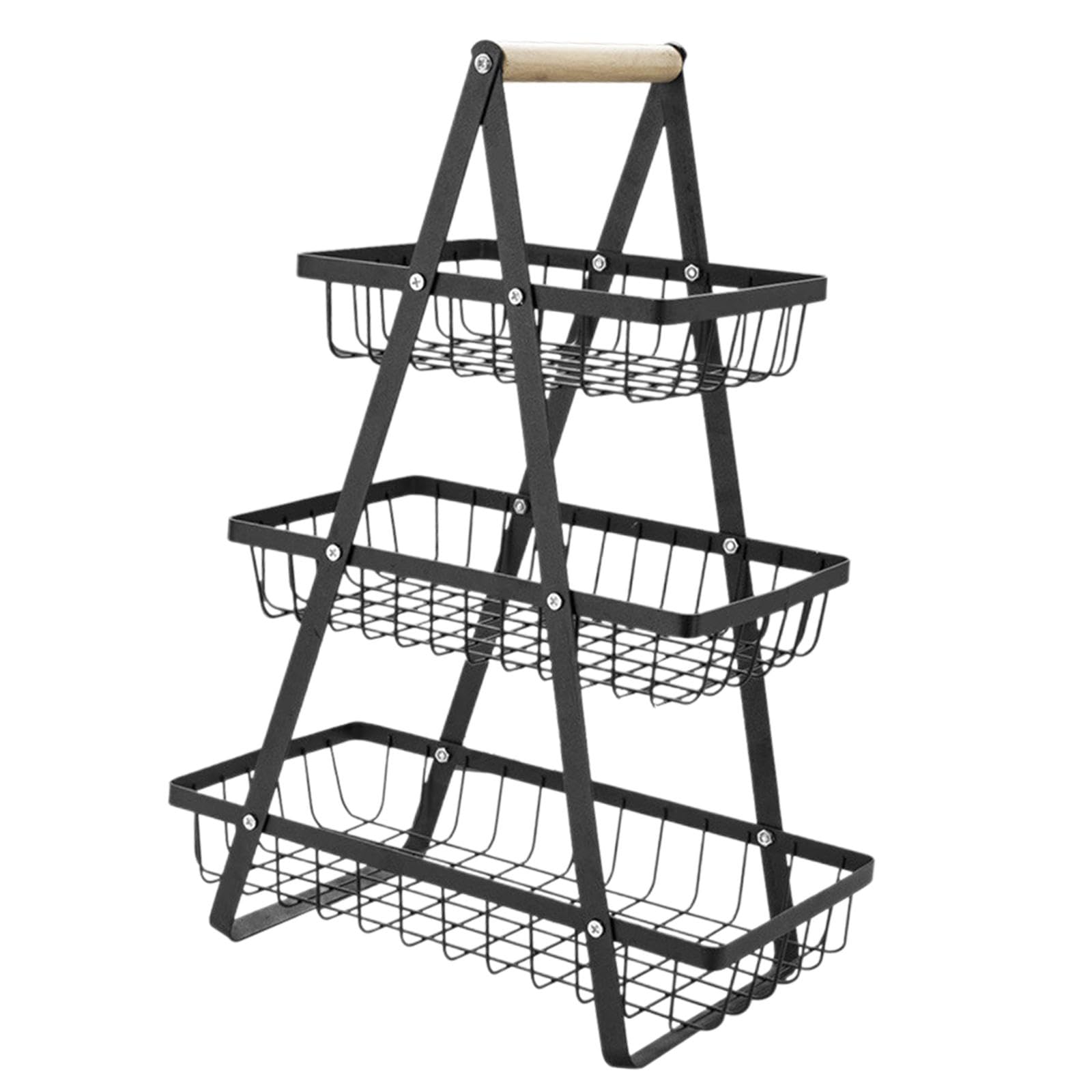 CALANDIS® 3-Tier Black Metal Fruit Basket - Rustproof Iron Tiered Rack for Kitchen, Dining Room & Restaurant Decor - Perfect for Displaying Fruits, Vegetables & Snacks at Home or Commercial Use