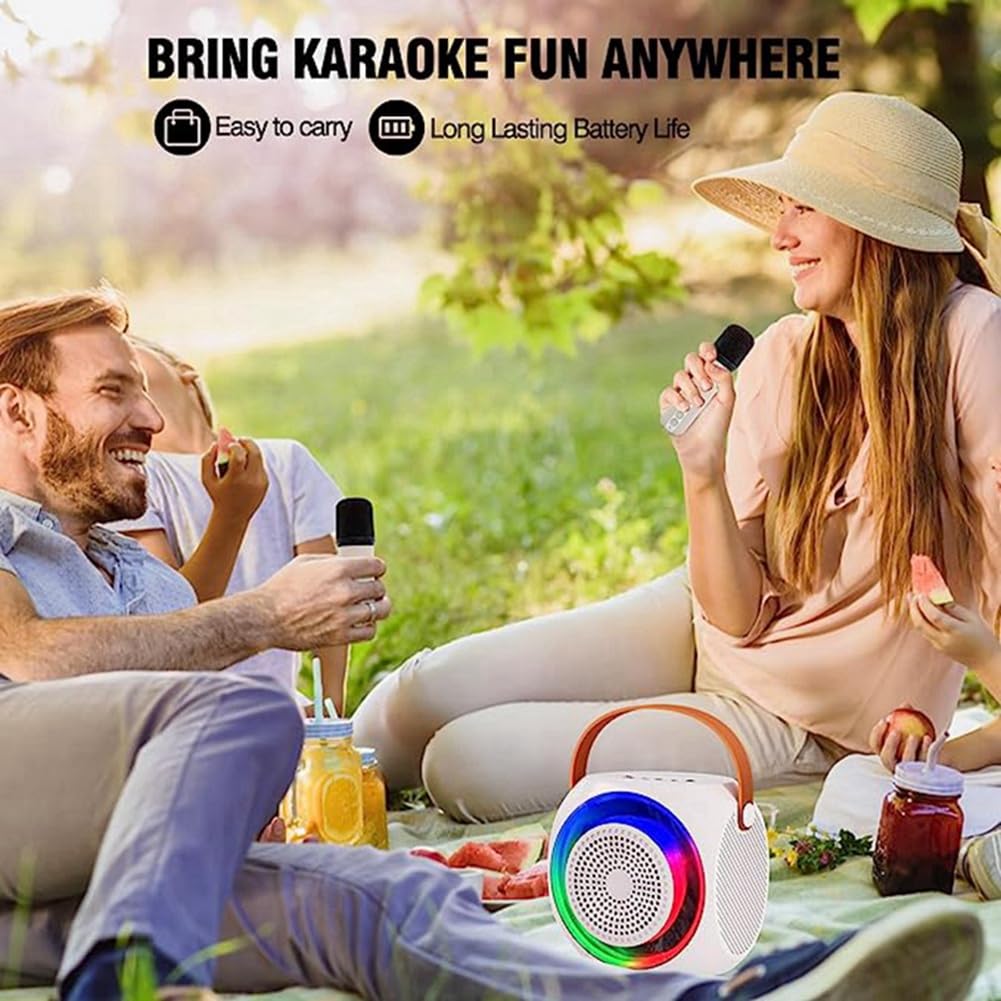 Portable Bluetooth Karaoke Speaker with 2 Wireless Microphones - Wireless Party Speaker for Home, Outdoor, Birthday Gifts, Travel & Camping - High-Quality Sound for Singing, Parties & Entertainment