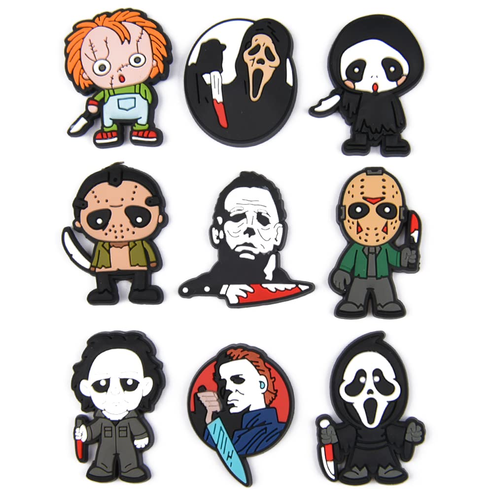 Horror Movie Halloween Shoe Charms - PVC Shoe Decorations for Kids, Girls, Boys & Adults - Perfect for Halloween Parties, Cosplay & Shoe Customization