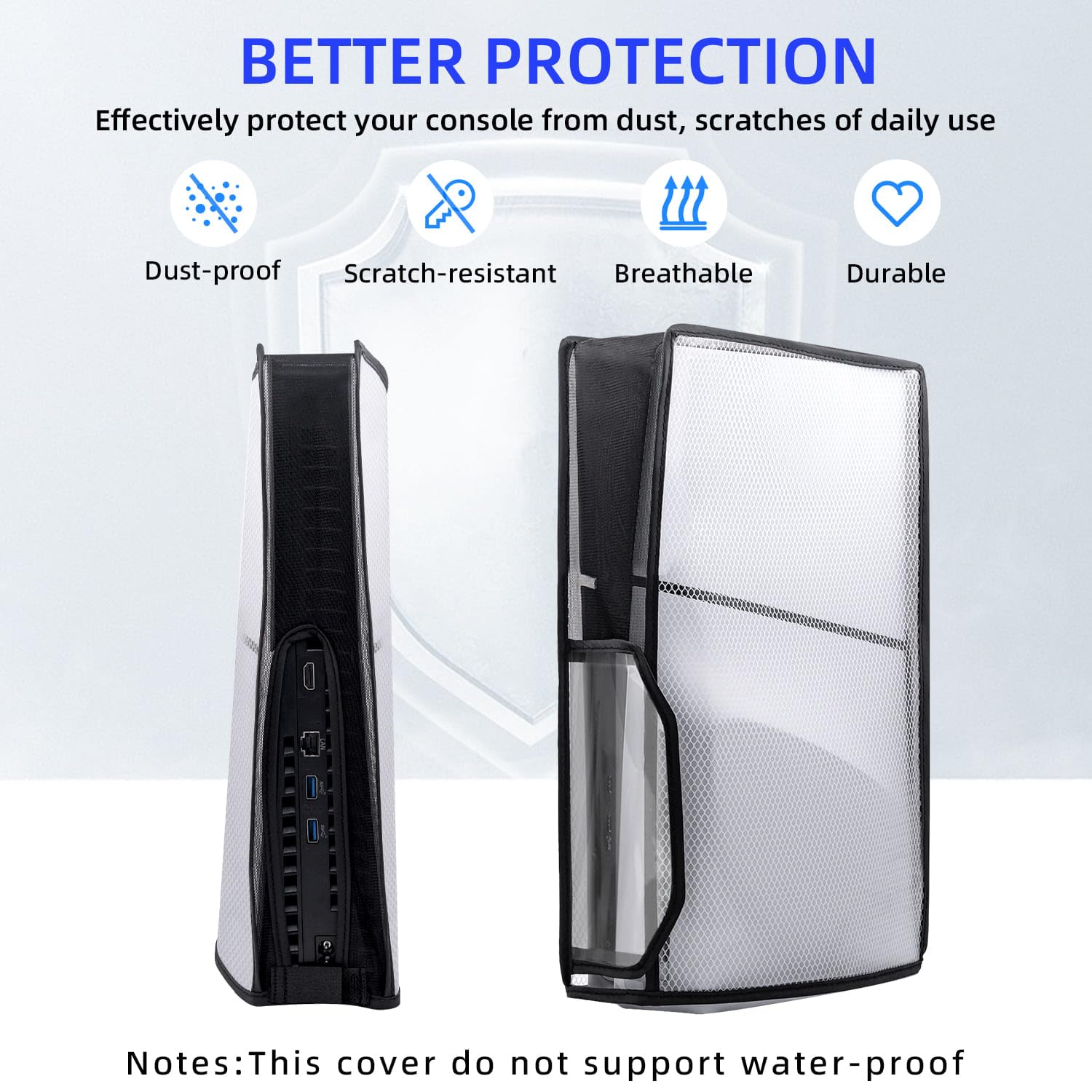 Dust Cover for PS5 Slim DE/UHD Console with Clear View Window - Protective Shield for PlayStation 5 Slim (Not Compatible with PS5/PS5 Pro) - Perfect for Gaming Setup & Console Protection