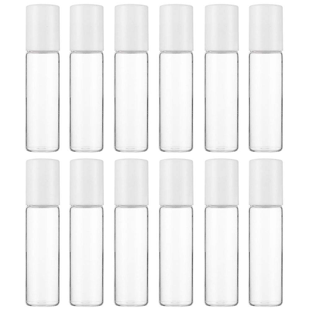 12 Pack Clear Glass Roller Bottles 5ml - Refillable Essential Oil Roll On Bottles with Glass Roller Balls for Aromatherapy, Perfume & Skincare - Perfect for DIY Essential Oils, Travel & Home Spa Use