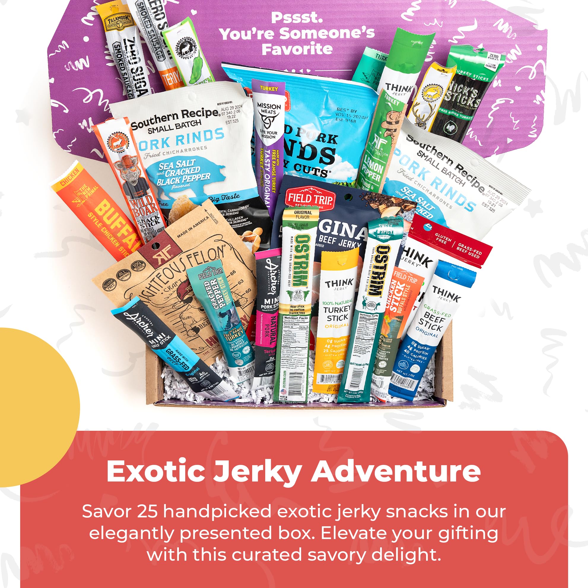 Premium Beef Jerky Gift Basket for Men - Sweet & Savory Jerky Snack Mix - Healthy Protein Snacks - Perfect Gift for Dad, Husband, Birthday, Anniversary & Holidays - Great for Camping, Road Trips & Office Snacking