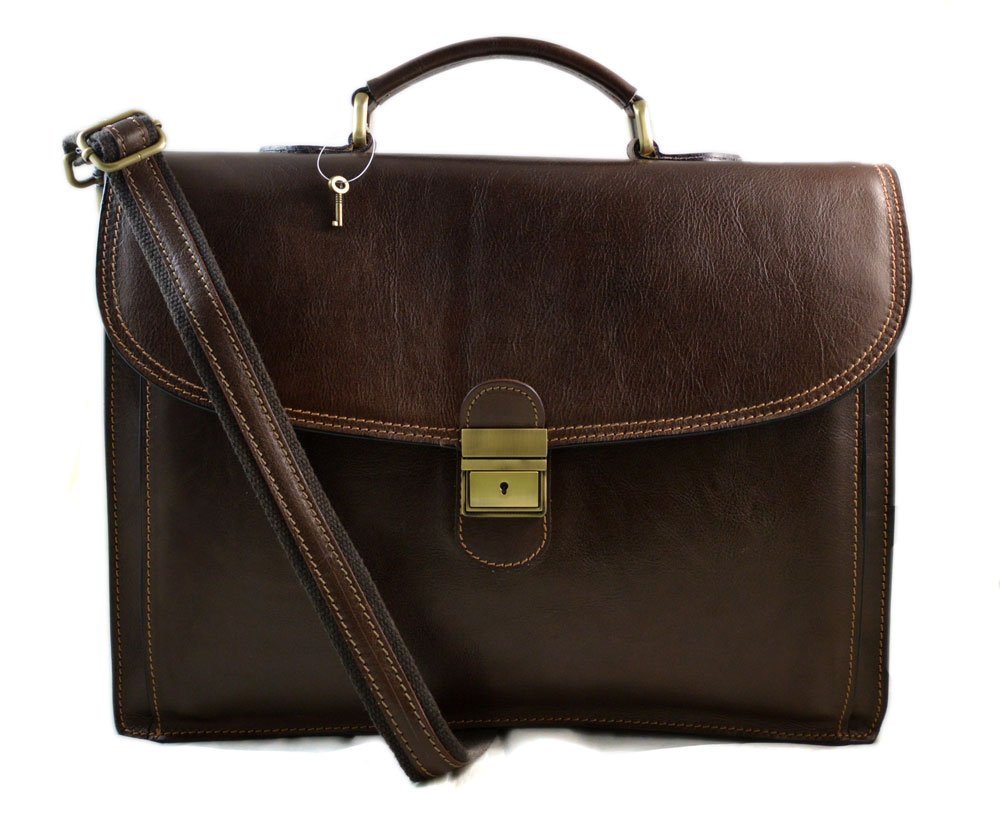 Premium Leather Briefcase for Men & Women - Business Messenger Bag for Office & Travel