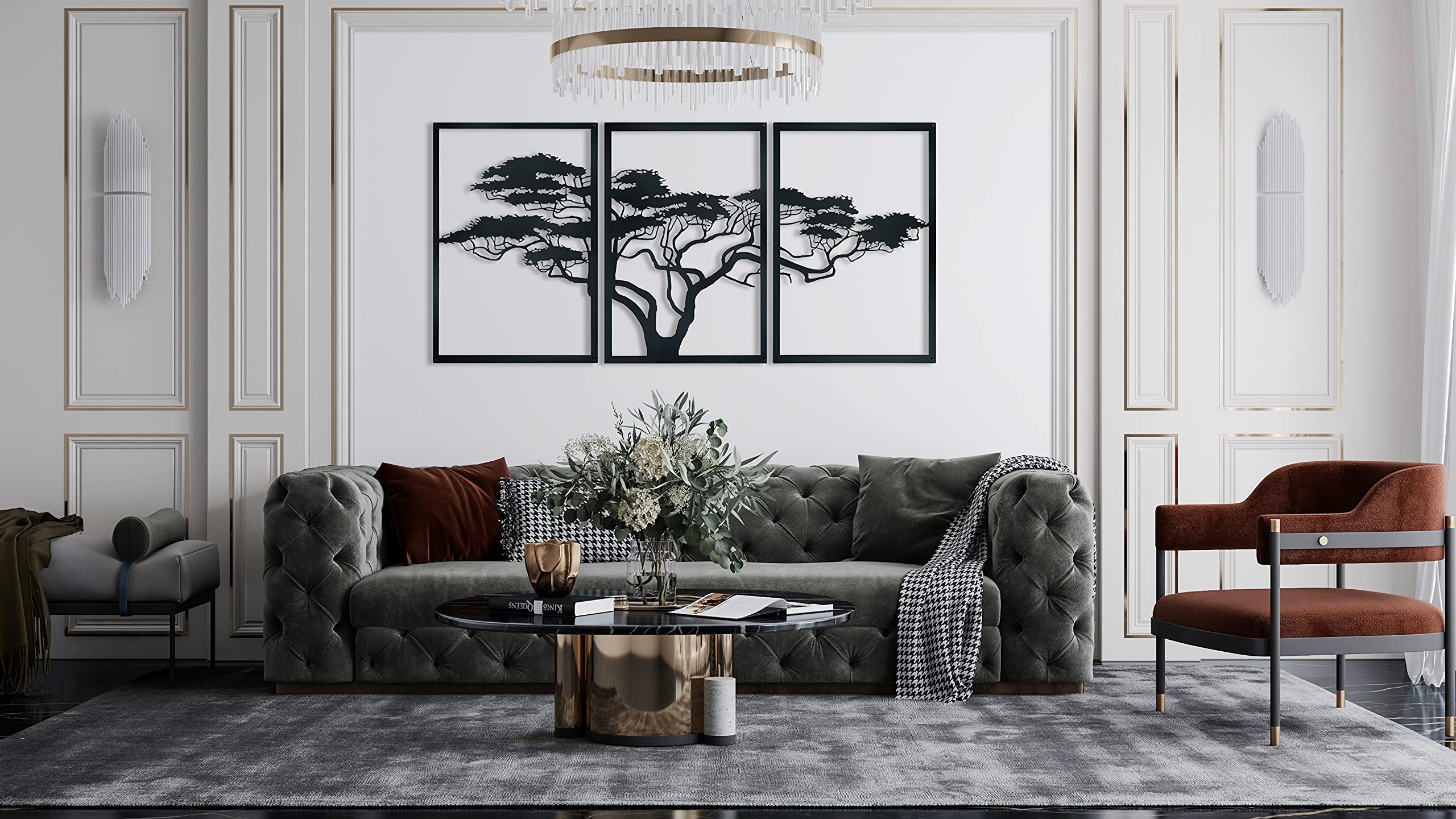Tree of Africa Metal Wall Art - Large 75'' x 38'' Black Tree of Life Wall Decor for Home, Farmhouse, Rustic & Cabin Decor | Perfect Housewarming Gift for Living Room, Bedroom or Office