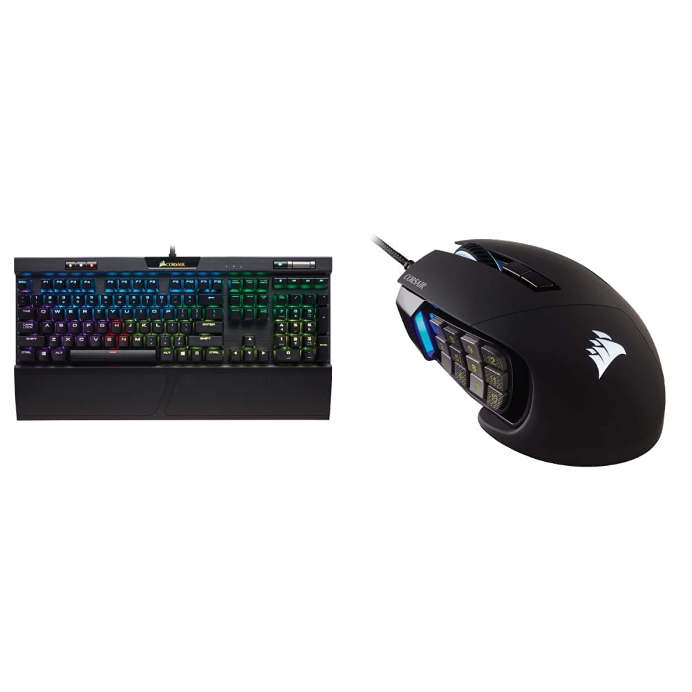 Corsair K70 RGB MK.2 Mechanical Gaming Keyboard & Scimitar RGB Elite MMO Gaming Mouse Combo - Black, Backlit RGB LED, 18000 DPI Optical Sensor - Perfect for Competitive Gaming, Streaming & Esports Tournaments